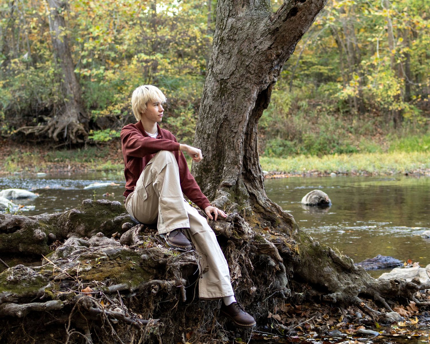 High school senior portrait at Adams Mill in Carroll County, Indiana by Willow Lane Photography