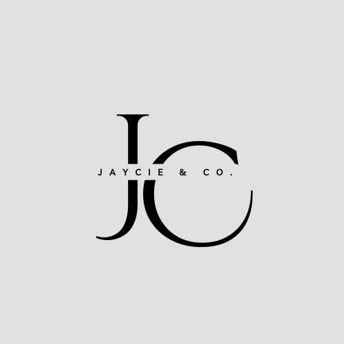 Elegant JC monogram logo for Jaycie & Co. featuring serif typography on a light gray background.