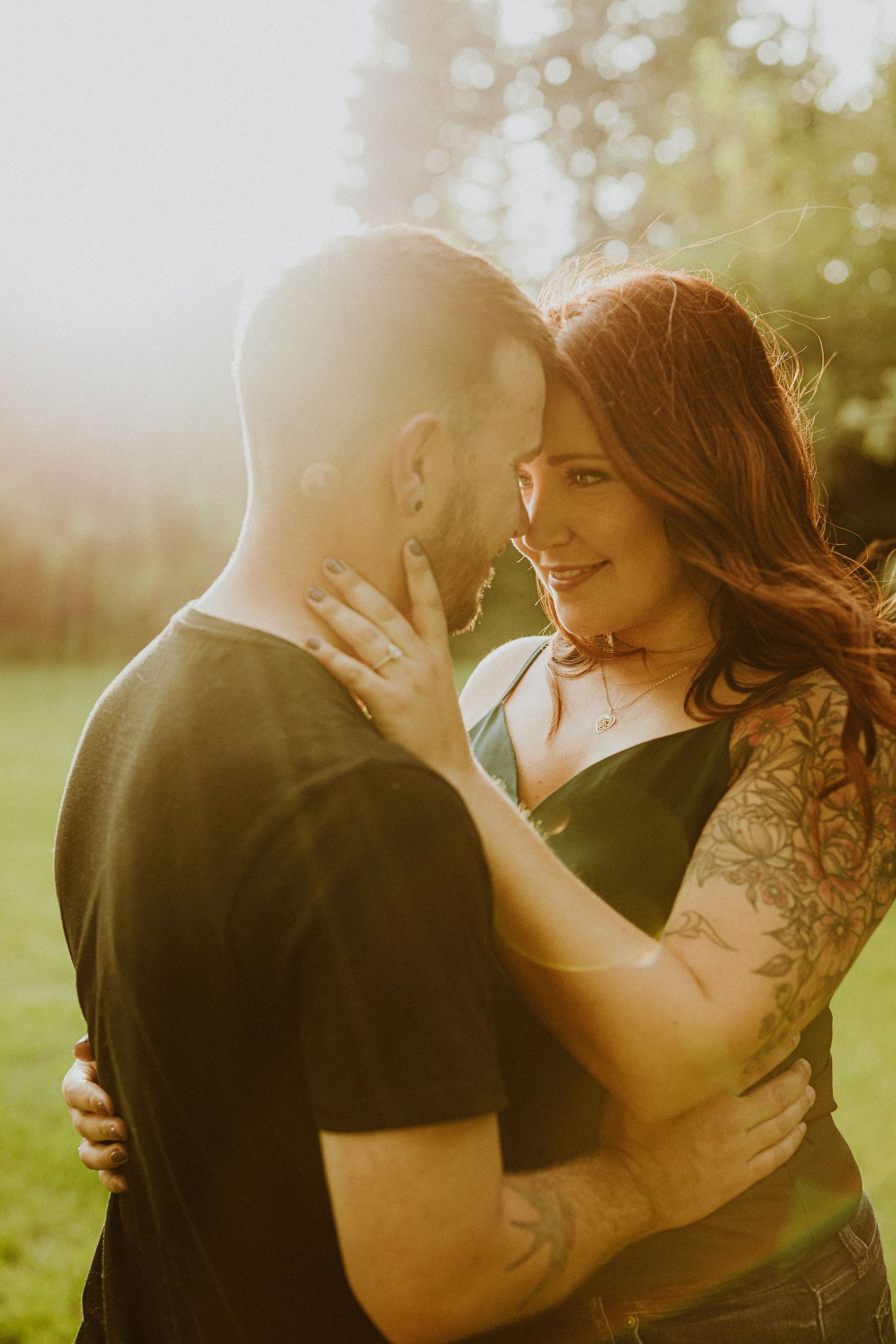 Provincial garden photography engagement session with candid style and authentic posing