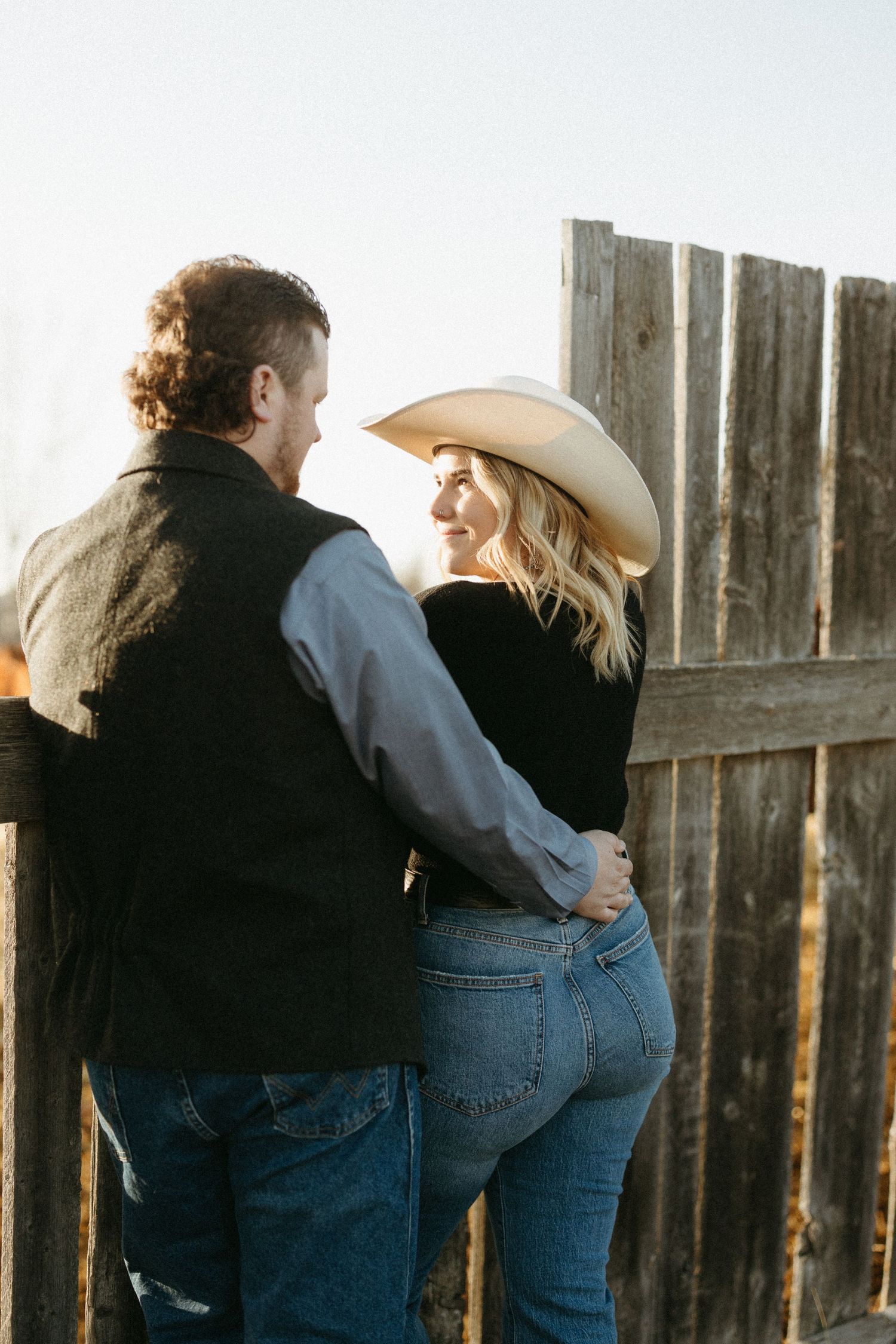 western style engagement photoshoot professional photographer Lethbridge farm and ranch style