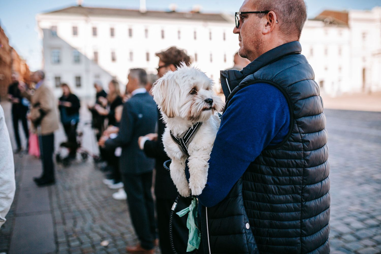 gäster till bröllop i rådhuset i göteborg som inväntar brudparet, bröllopsfotografering