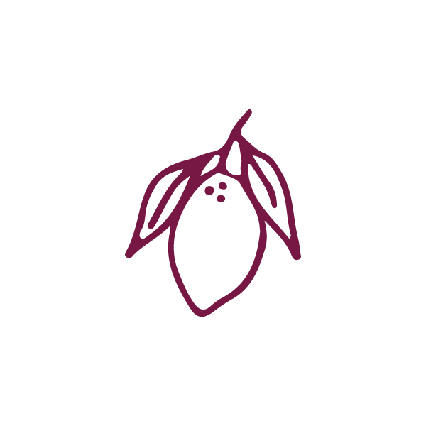 Simple line drawings of abstract shapes in burgundy ink.