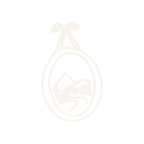 Delicate line art illustrations of fruits and vegetables in a light beige color.