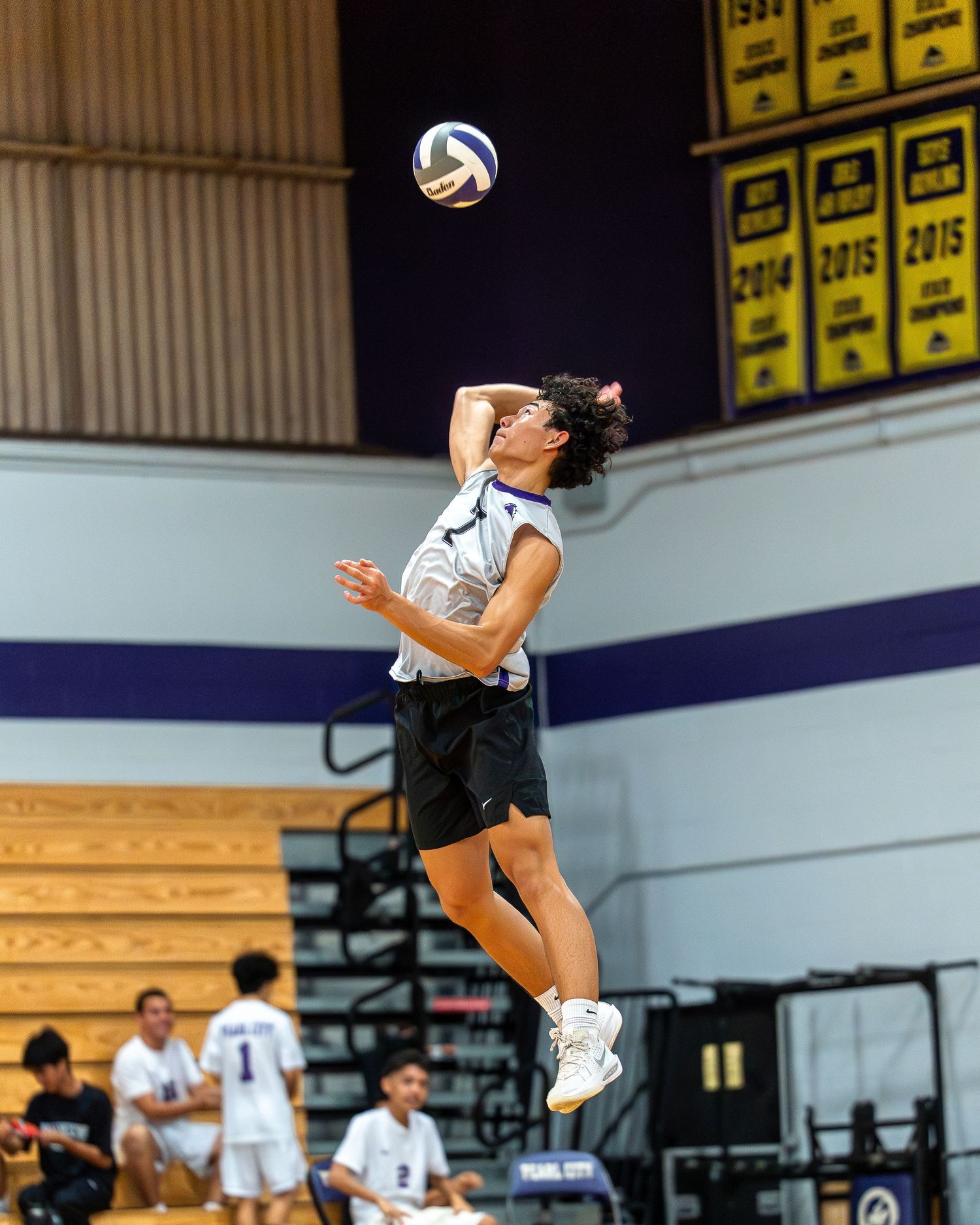 Volleyball serve in action during a spring match in Hawaii