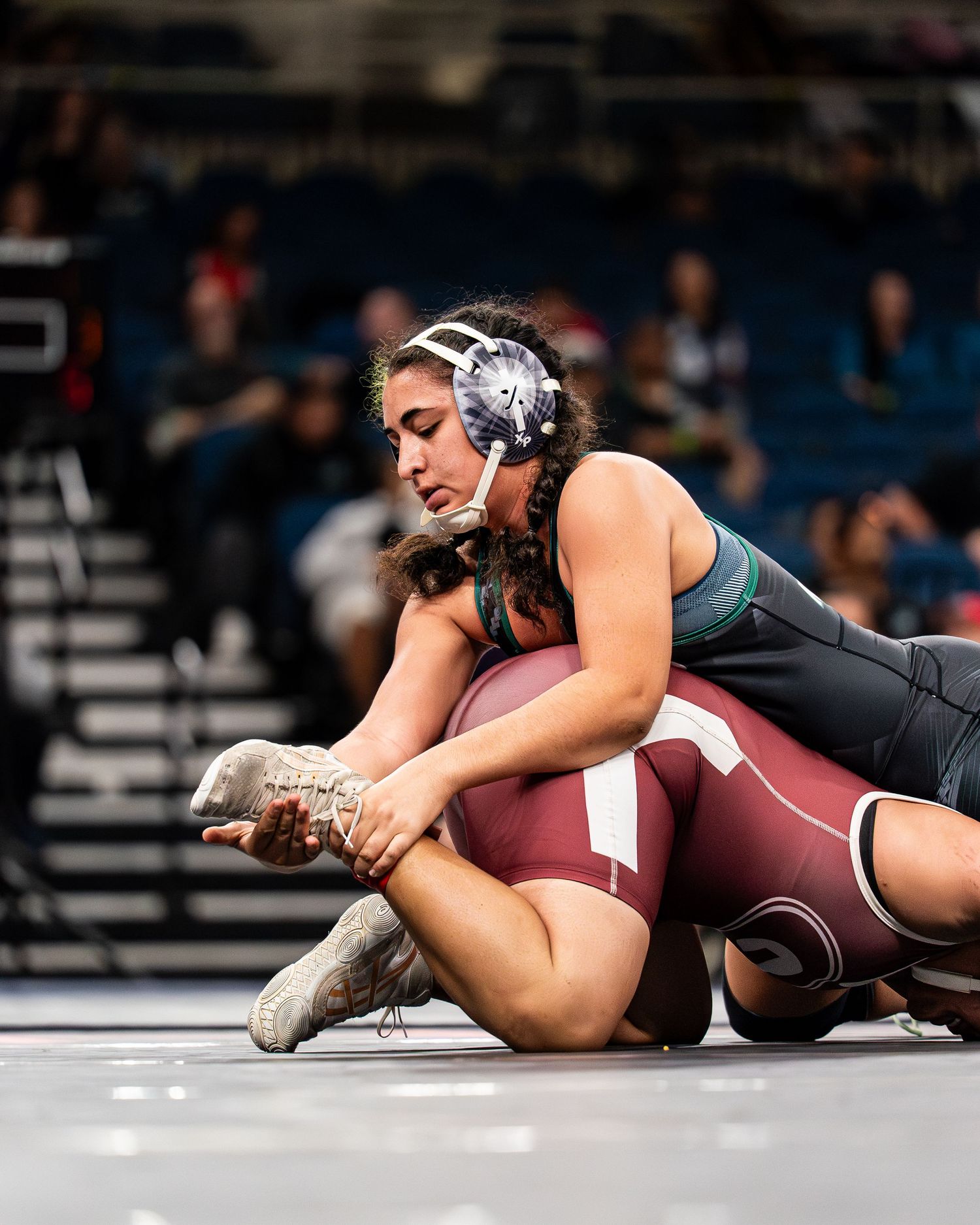 Wrestling submission hold attempt at a Hawaii championship tournament