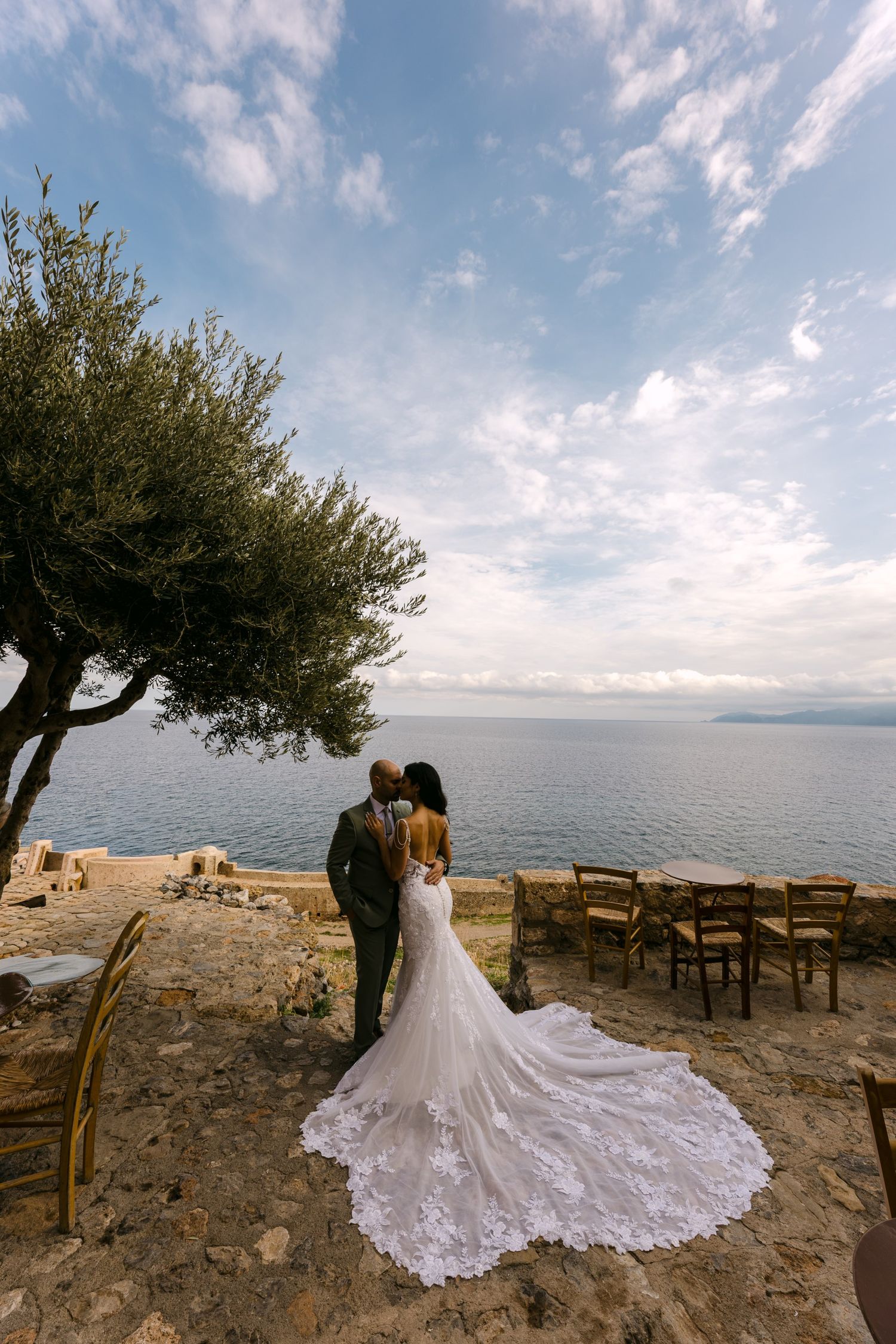 Editorial Greek wedding couple portrait in Athens