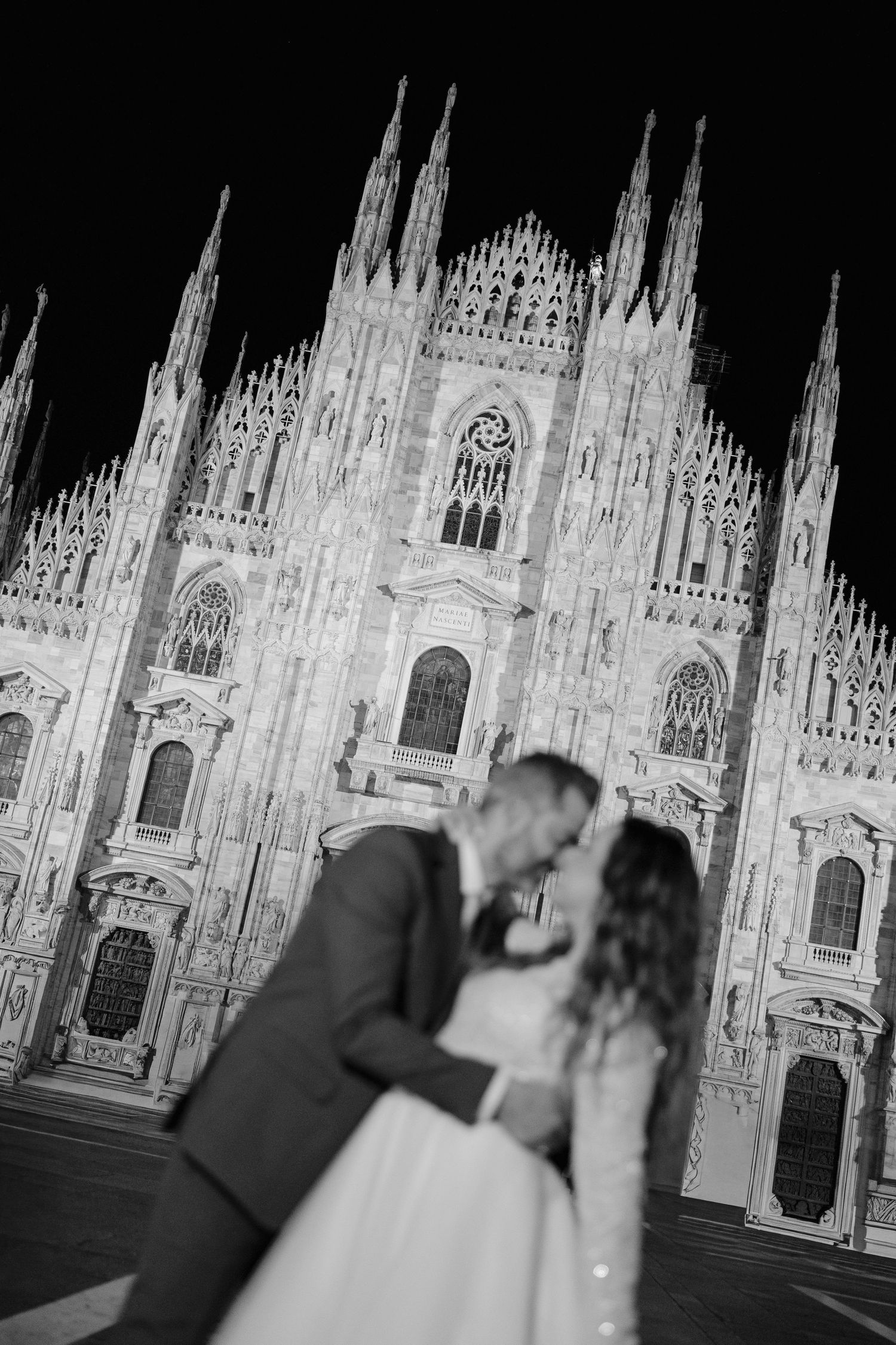 Romantic couple in Milan for their wedding