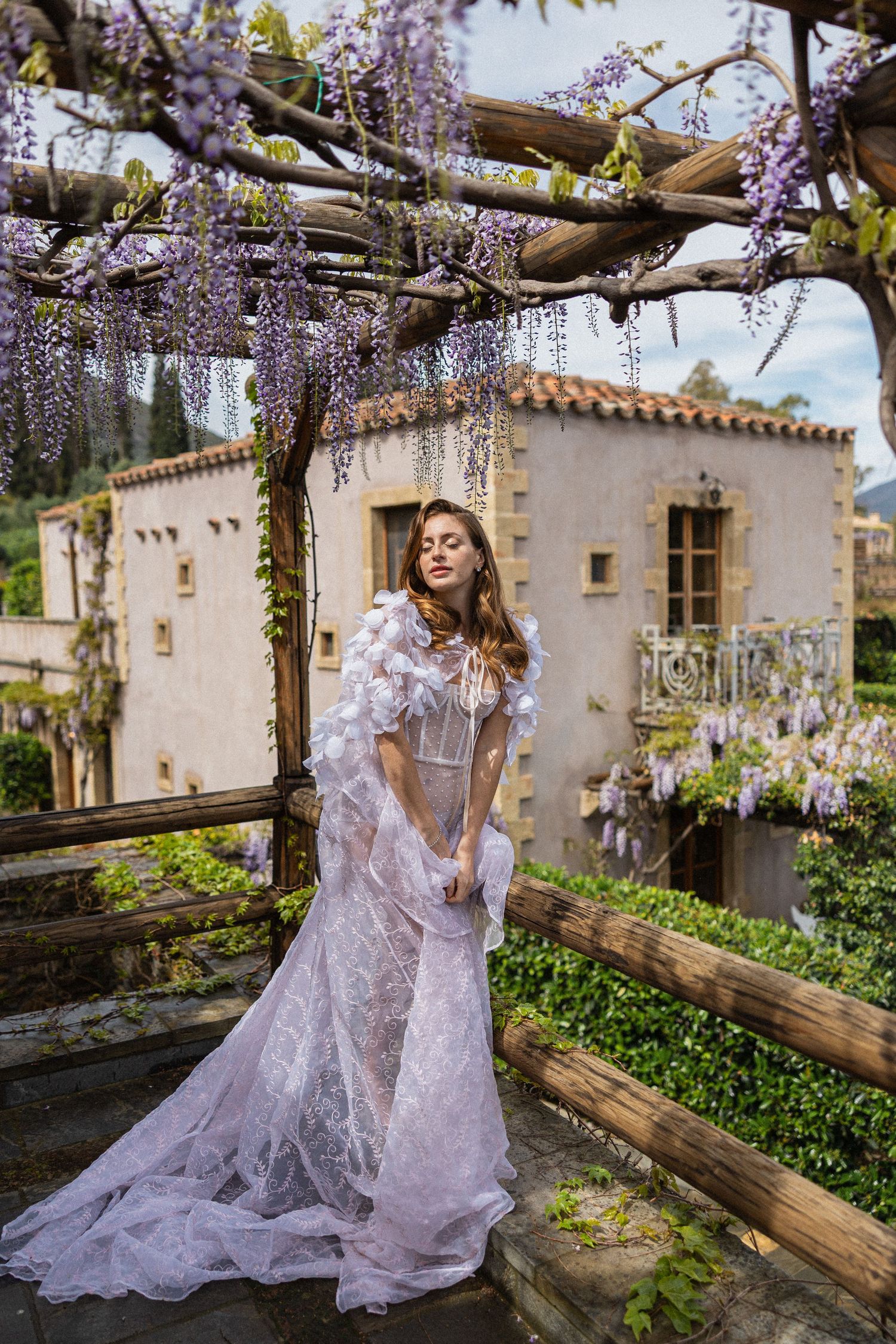 Bride posing for greek wedding photographer Chris Cheilas on her wedding day