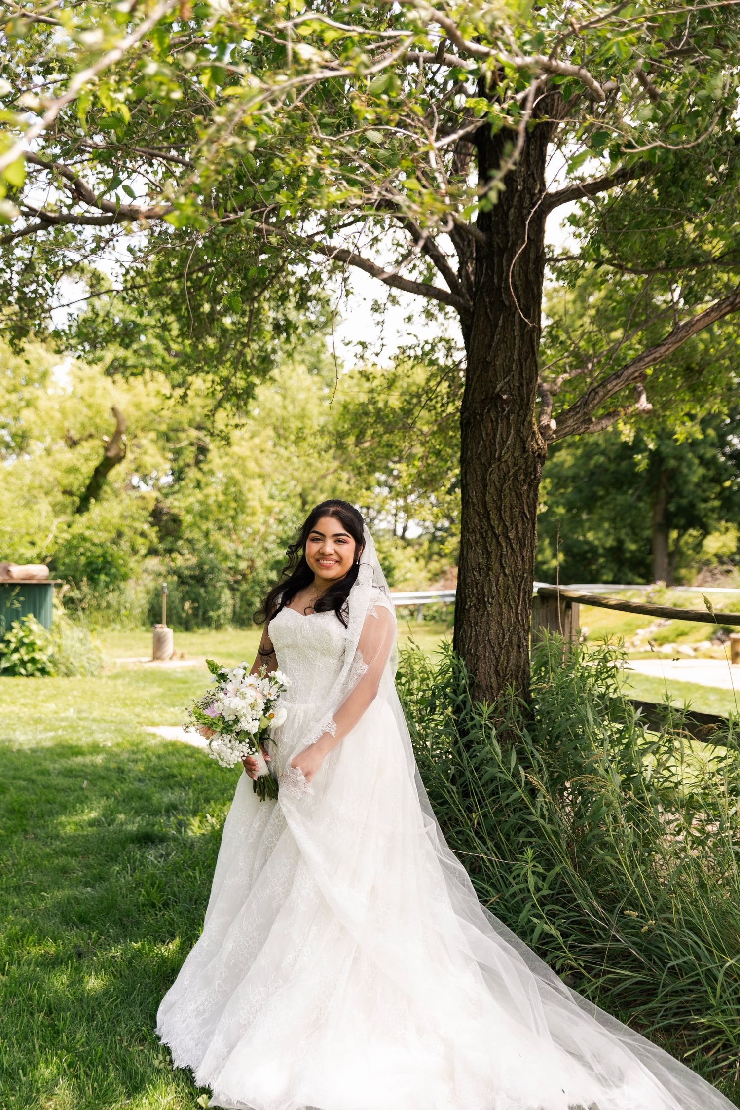Romantic outdoor summer wedding on 35MM film photographer northern Indiana candid documentary true to life lush greens