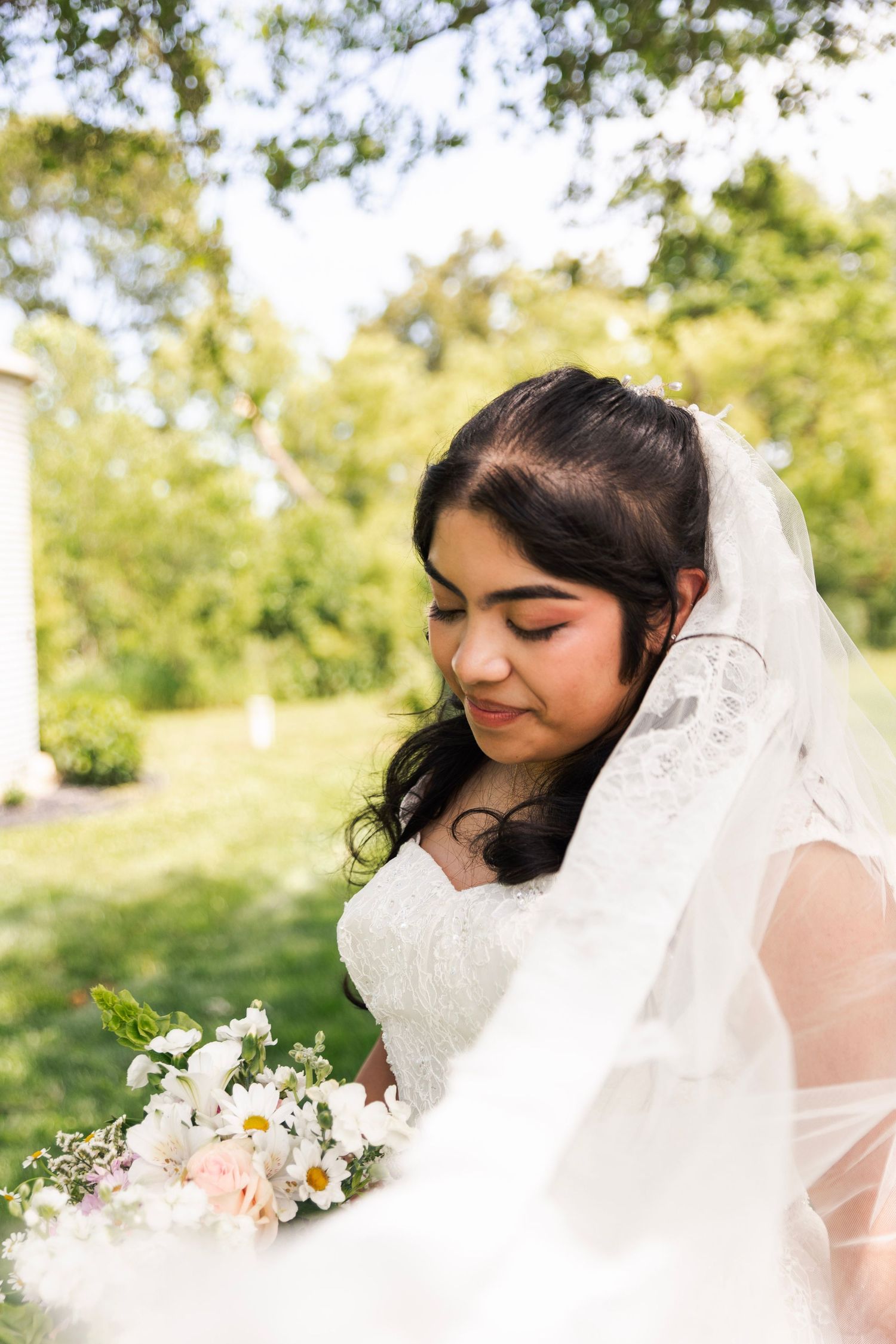 Romantic outdoor summer wedding on 35MM film photographer northern Indiana candid documentary true to life lush greens