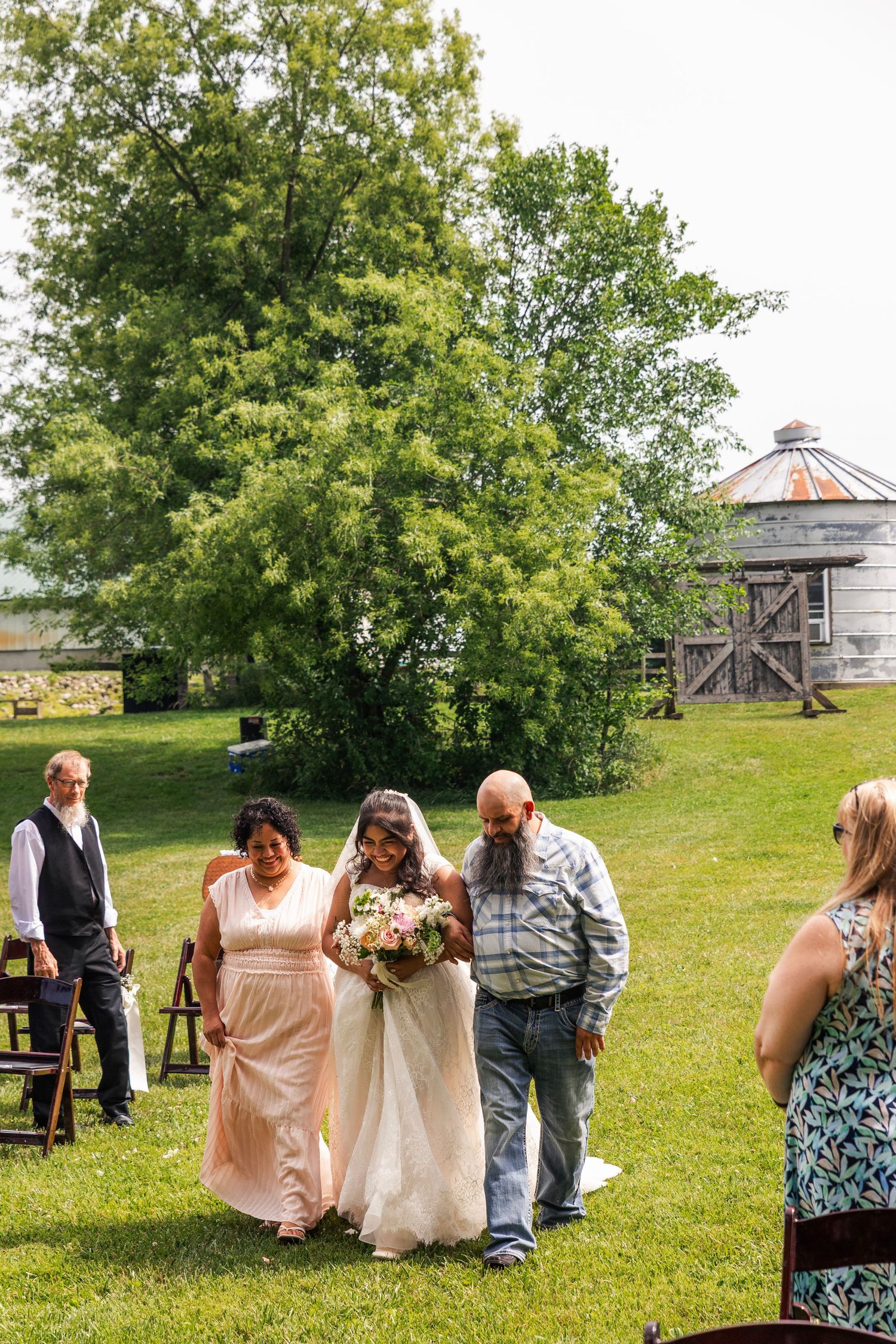 Romantic outdoor summer wedding on 35MM film photographer northern Indiana candid documentary true to life lush greens
