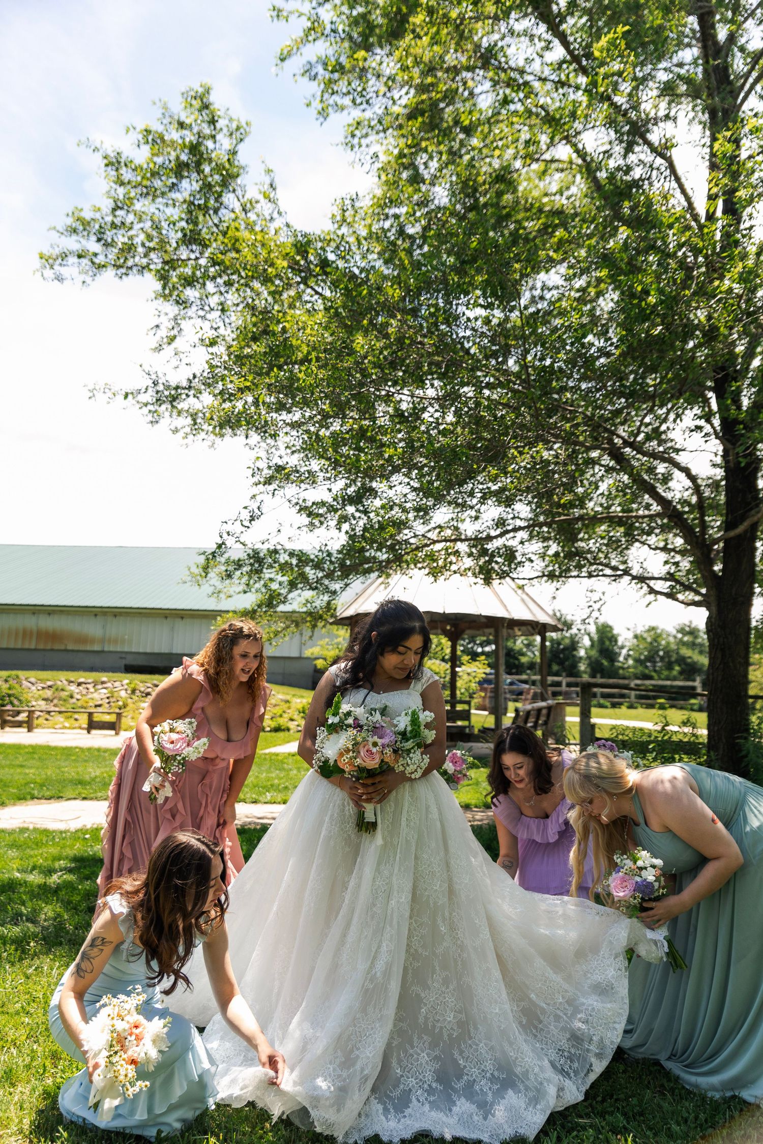 Romantic outdoor summer wedding on 35MM film photographer northern Indiana candid documentary true to life lush greens