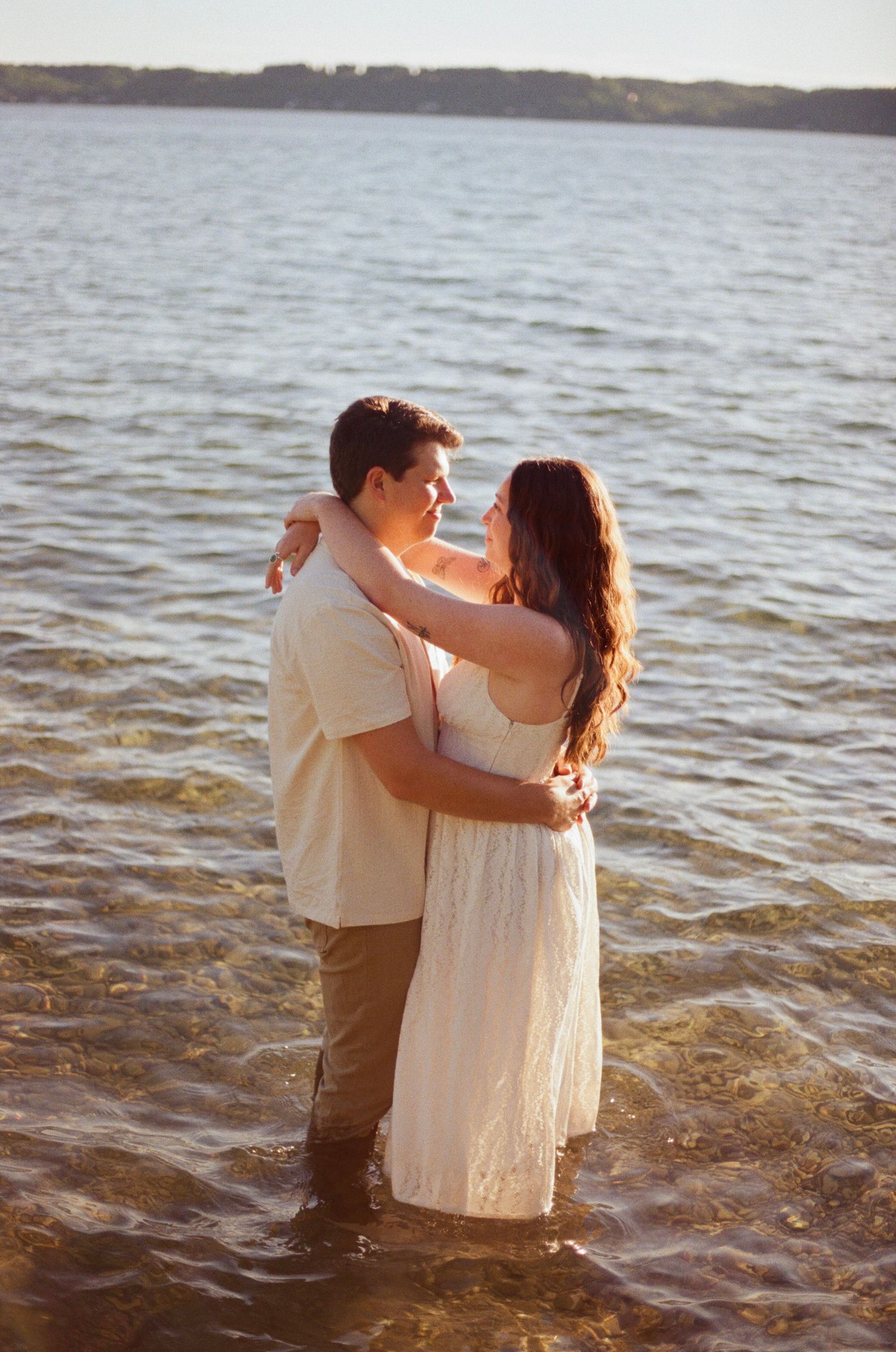 Romantic beach engagement on 35MM film film photographer northern Indiana candid documentary true to life