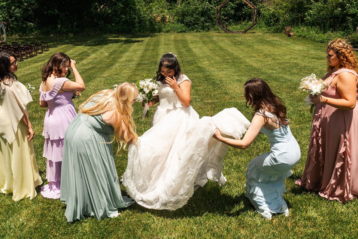Romantic outdoor summer wedding on 35MM film photographer northern Indiana candid documentary true to life lush greens