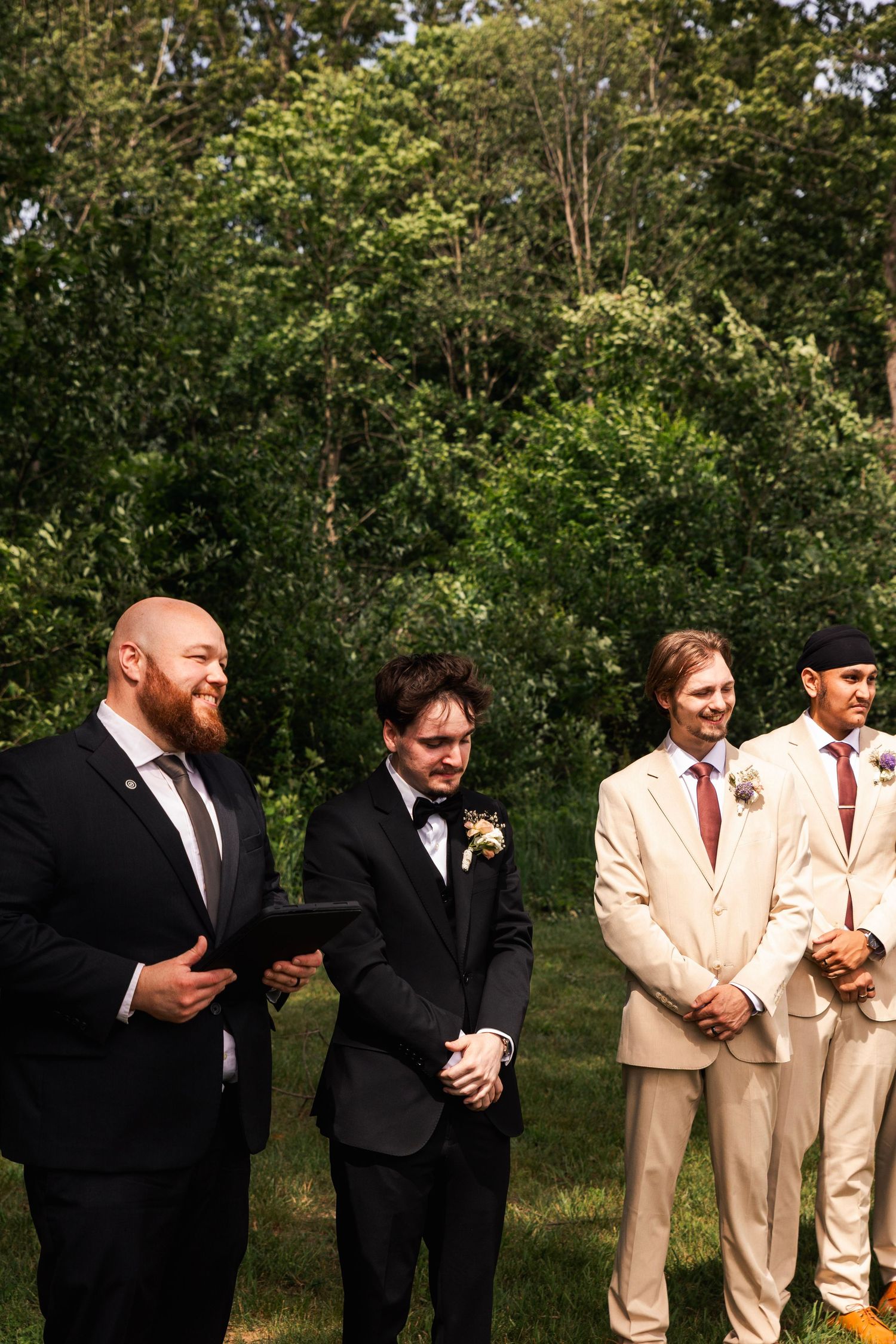 Romantic outdoor summer wedding on 35MM film photographer northern Indiana candid documentary true to life lush greens