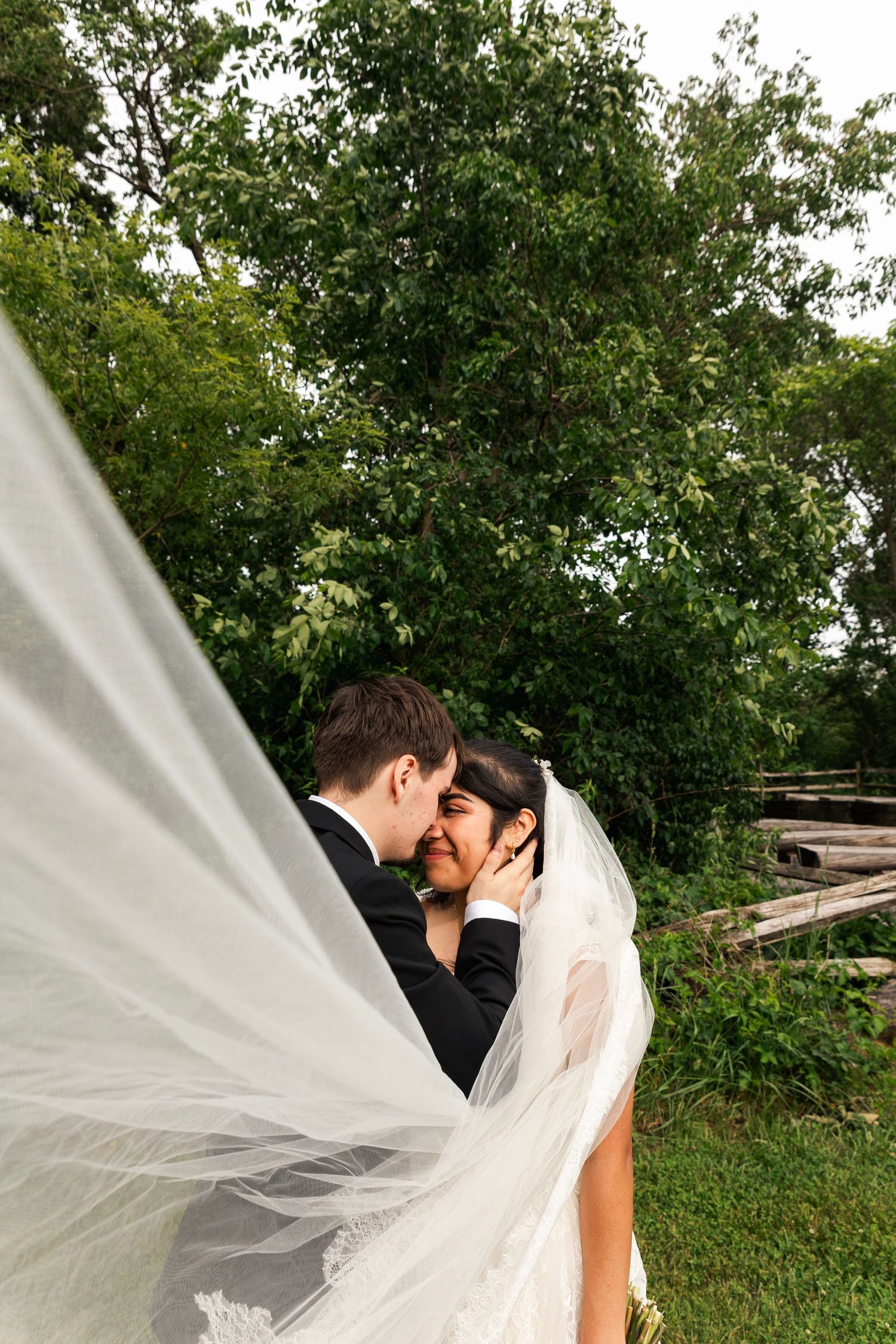 Romantic outdoor summer wedding on 35MM film photographer northern Indiana candid documentary true to life lush greens