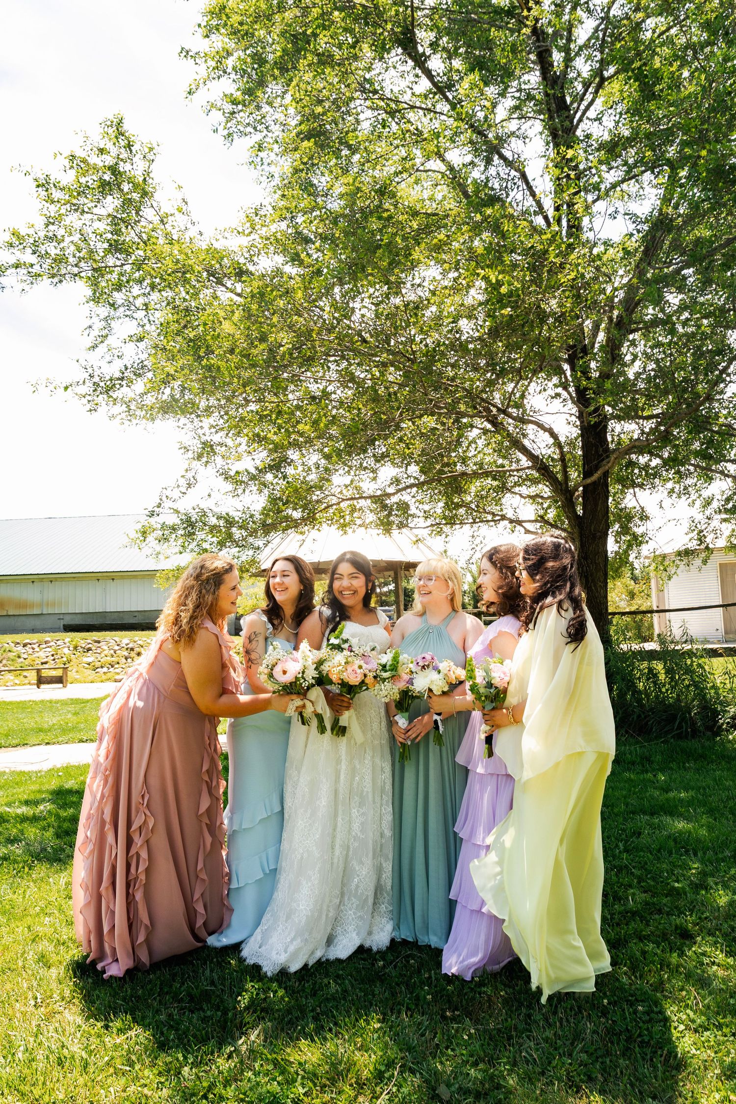 Romantic outdoor summer wedding on 35MM film photographer northern Indiana candid documentary true to life lush greens