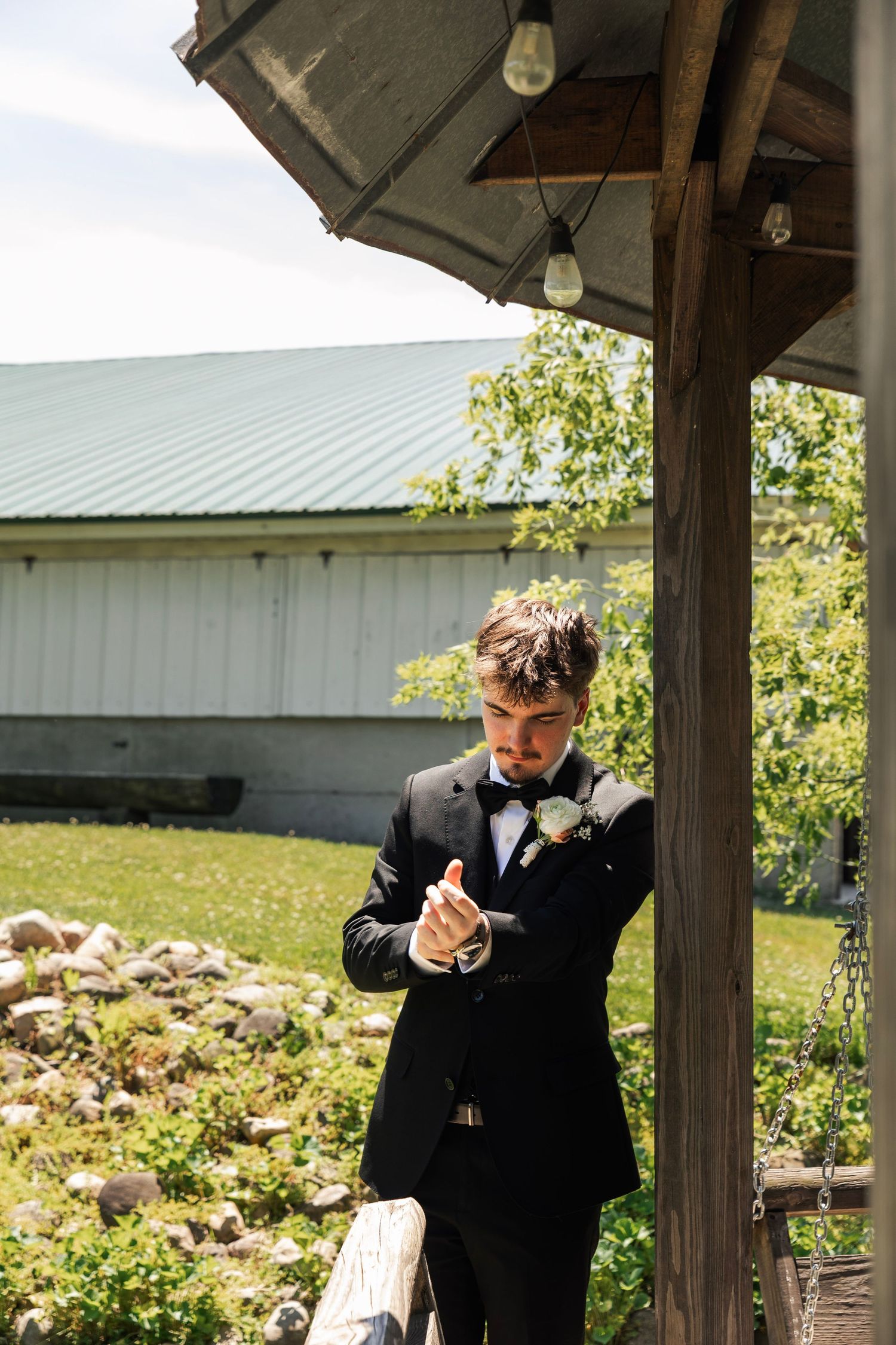 Romantic outdoor summer wedding on 35MM film photographer northern Indiana candid documentary true to life lush greens