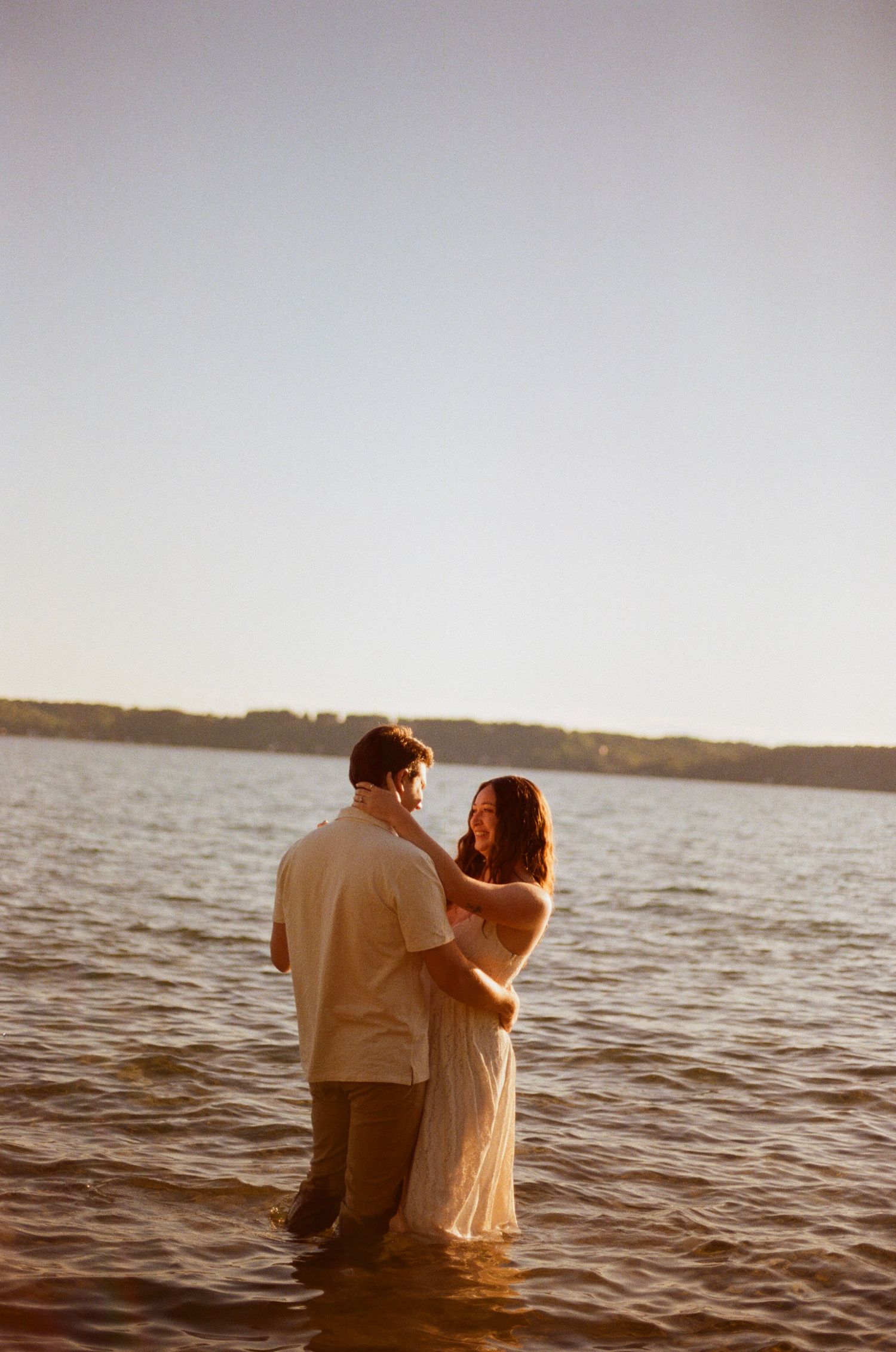 Romantic beach engagement on 35MM film film photographer northern Indiana candid documentary true to life