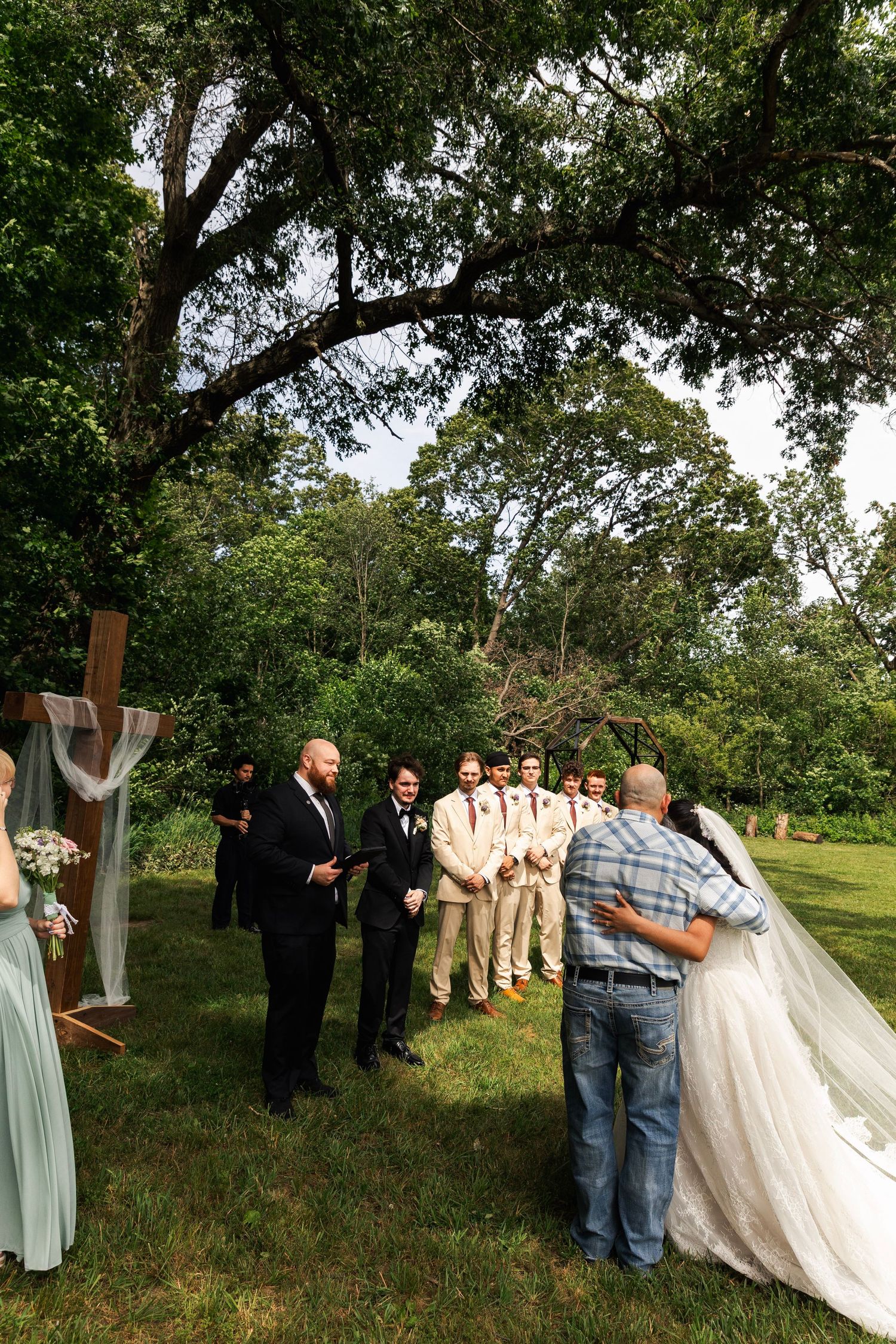 Romantic outdoor summer wedding on 35MM film photographer northern Indiana candid documentary true to life lush greens