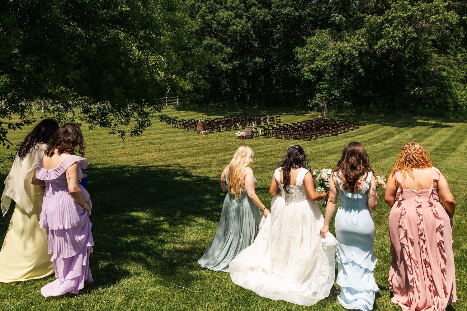 Romantic outdoor summer wedding on 35MM film photographer northern Indiana candid documentary true to life lush greens