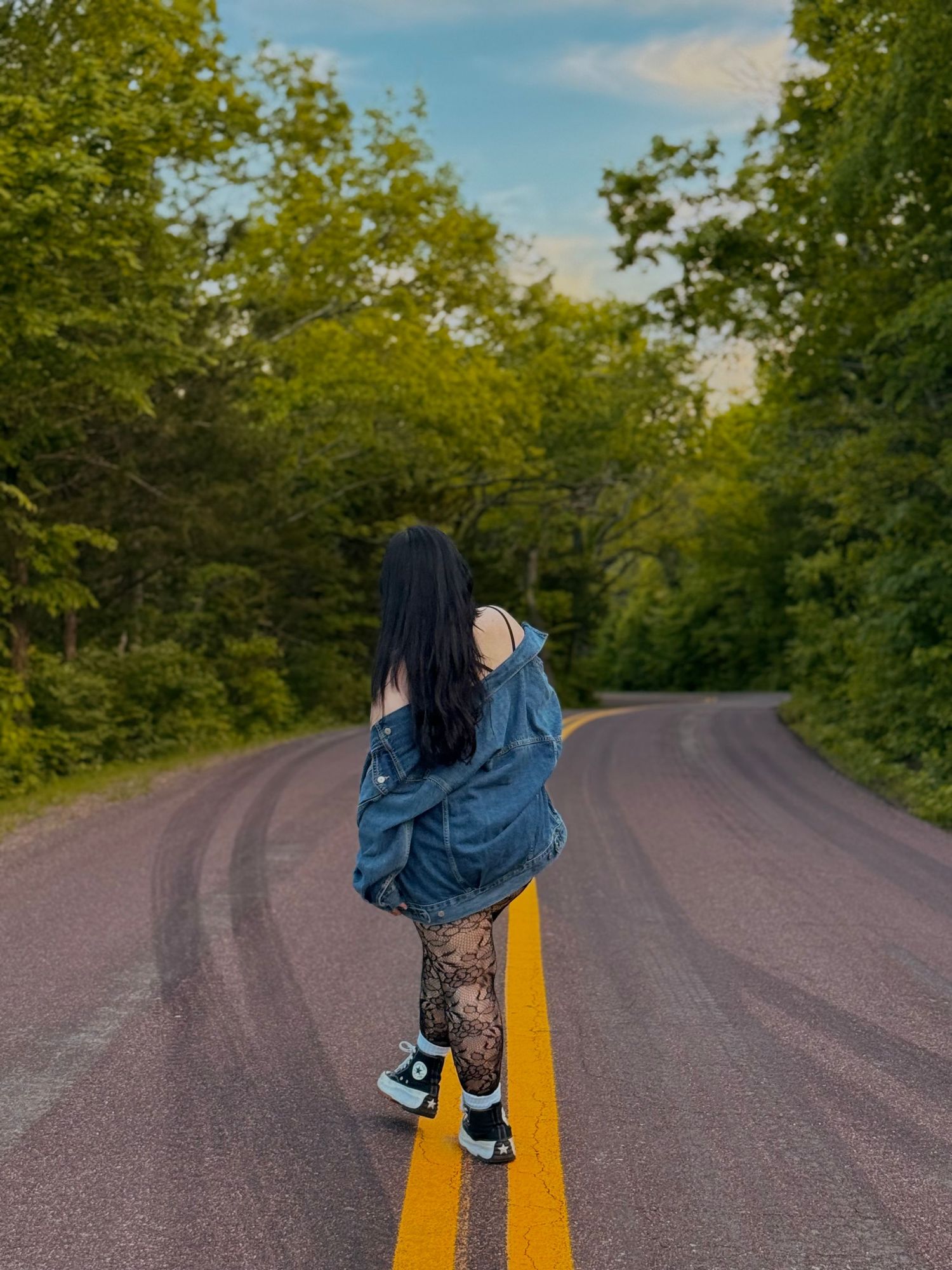 Girl on road Punk vibe.