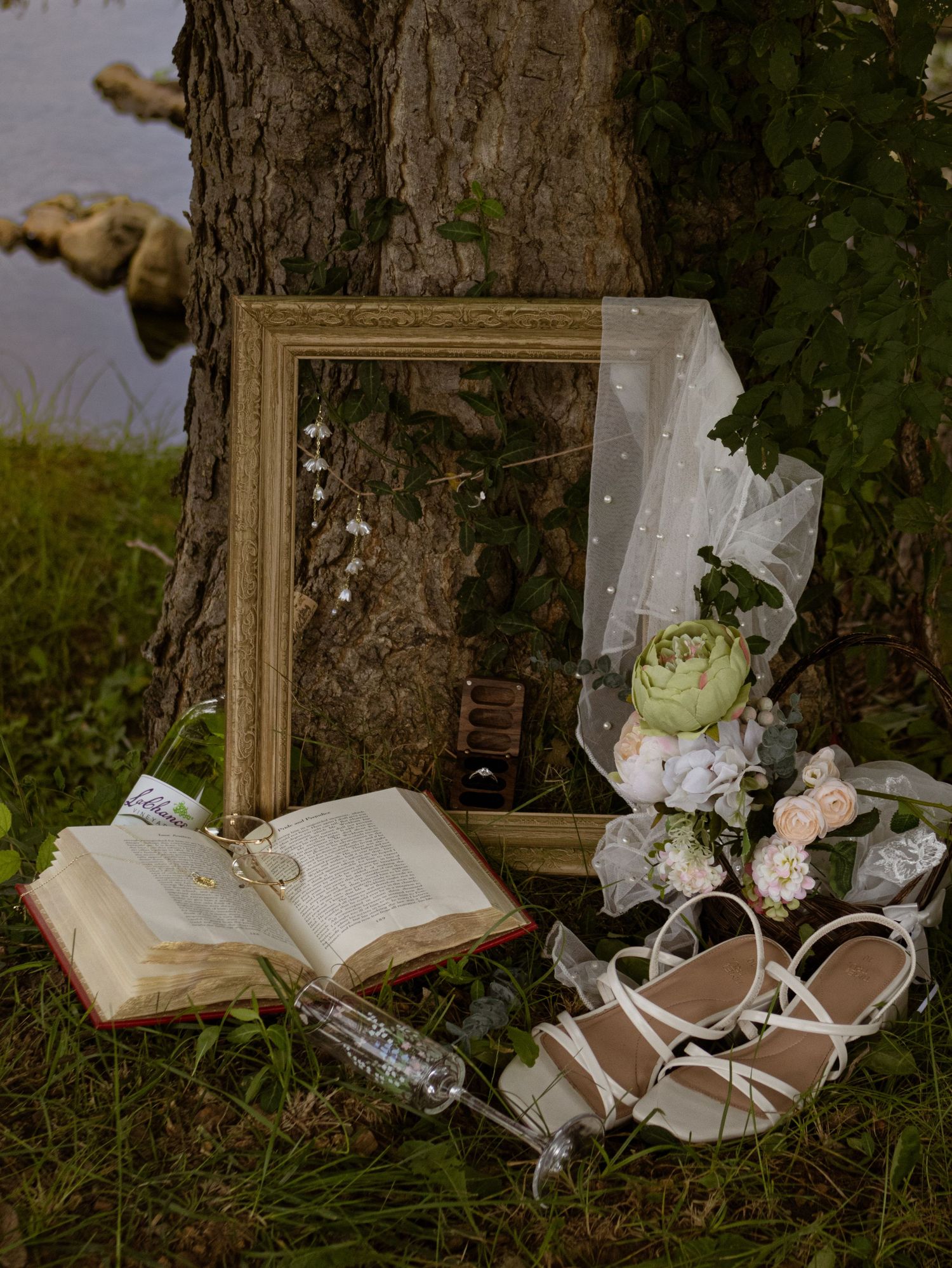 flat lay of  engagement.