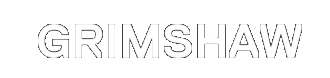 Grimshaw architects outlined white text logo on dark background.