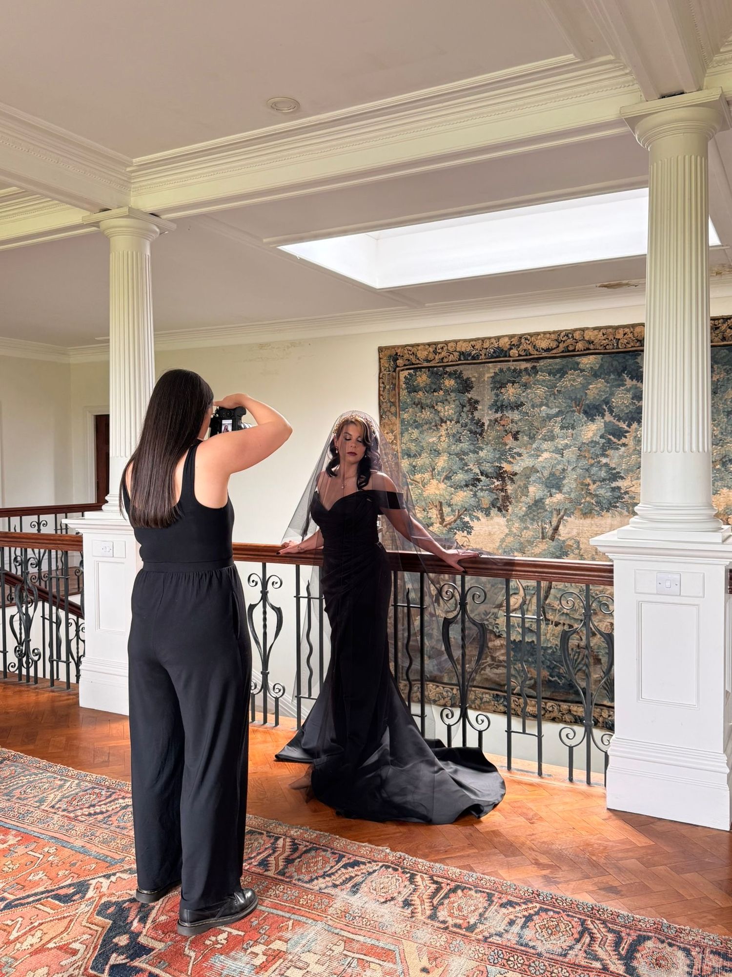 Behind the scenes Katie J Photography Dark Romance Alternative Style Cornwall Elopement at Scorrier House