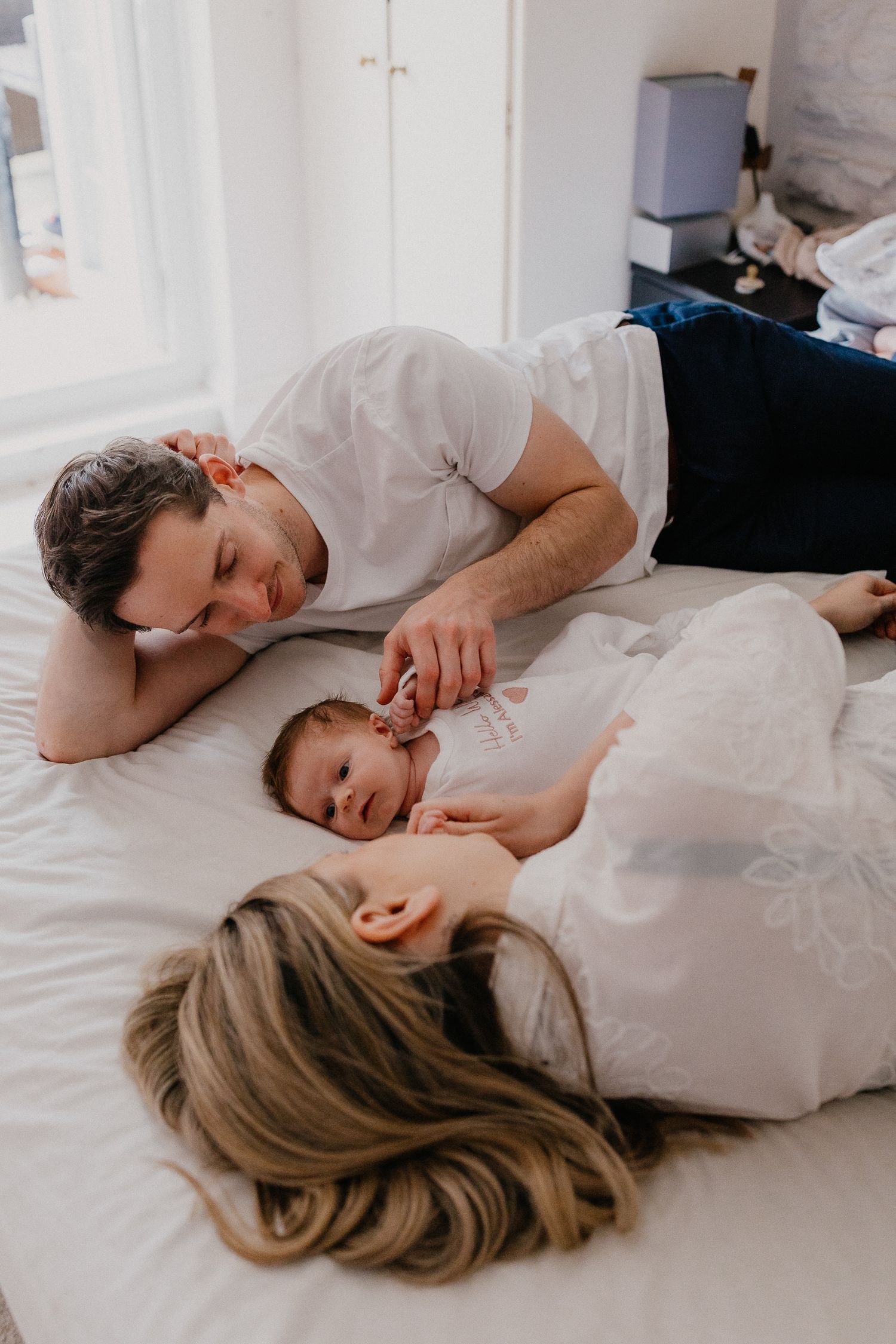 Newborn at home photo session. Truro Cornwall. Relaxed lifestyle baby motherhood photo session.