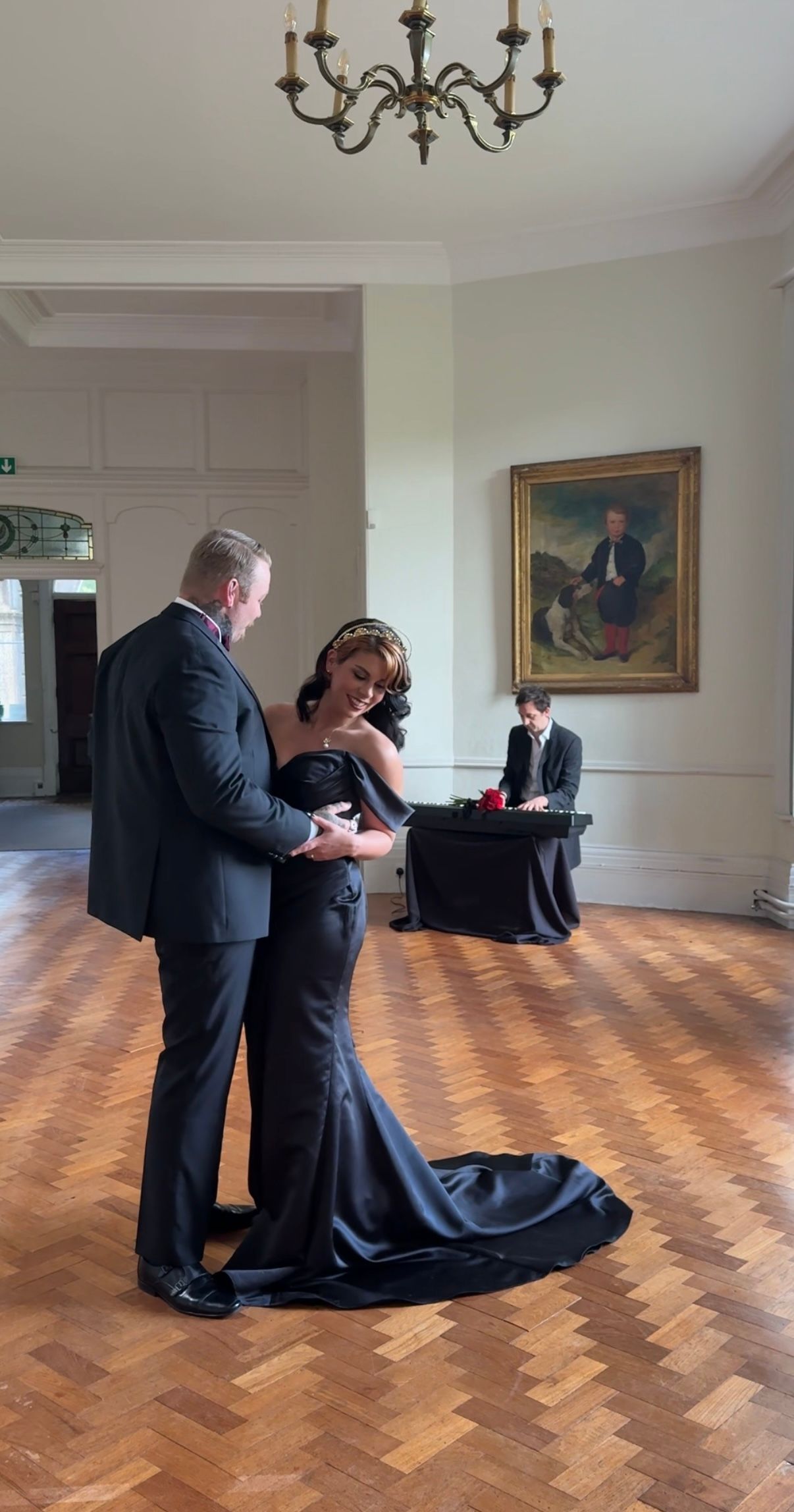 Dark Romance Alternative Style Cornwall Elopement at Scorrier House, Black Wedding Dress, Content Creator,