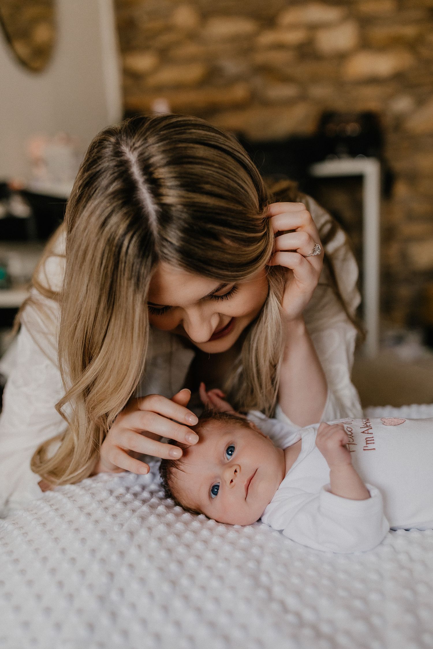 Newborn at home photo session. Truro Cornwall. Relaxed lifestyle baby motherhood photo session.