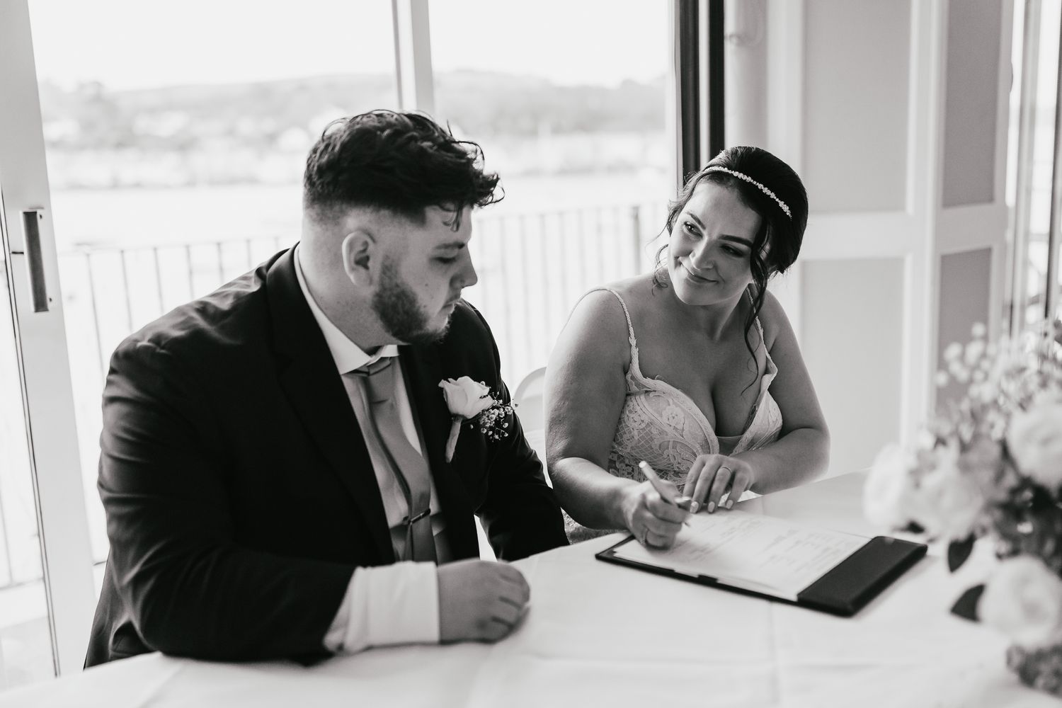 Greenbank Hotel Falmouth Cornwall Wedding March Sage Ceremony Signing