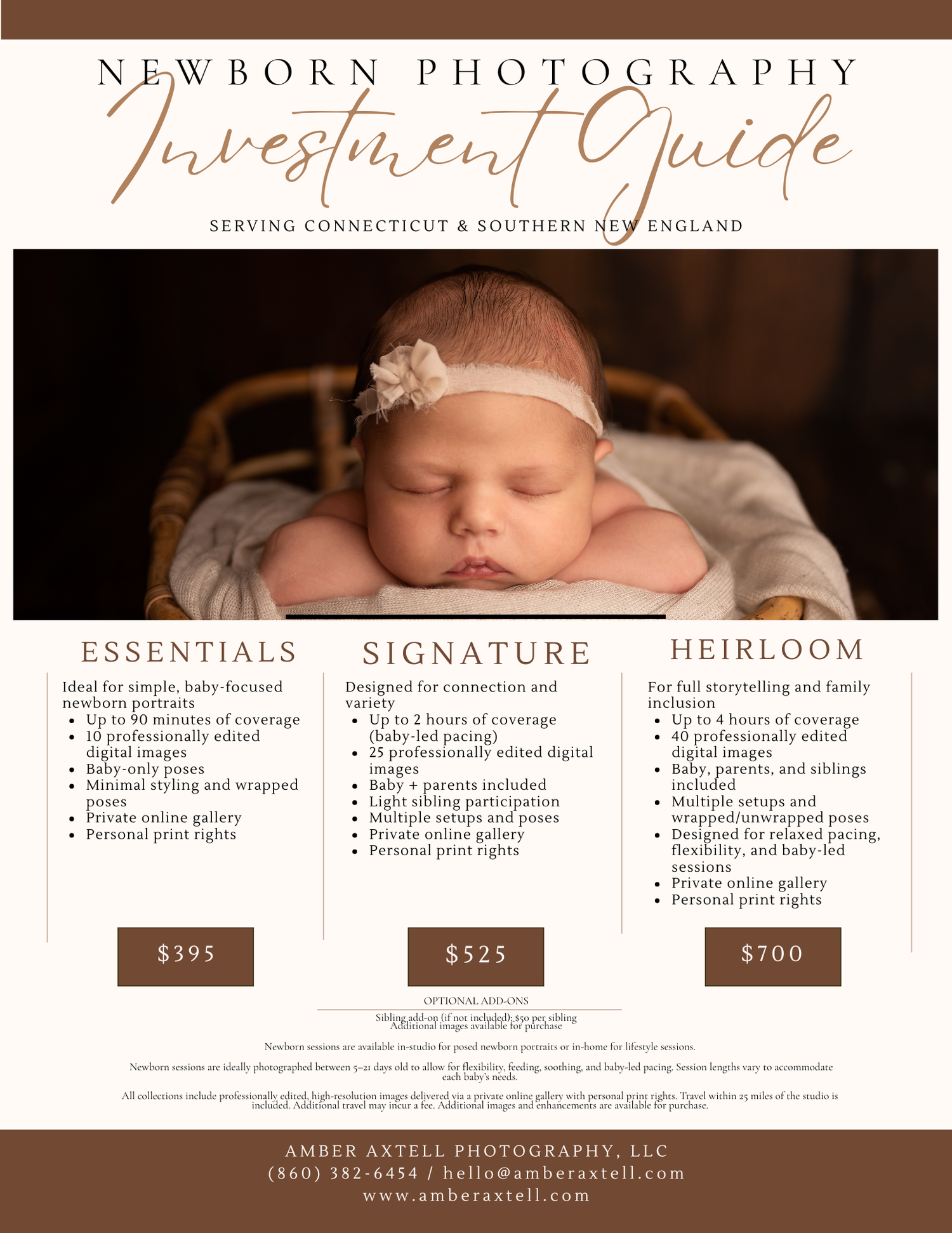 Newborn photography investment guide for Amber Axtell Photography serving Connecticut and Southern New England.