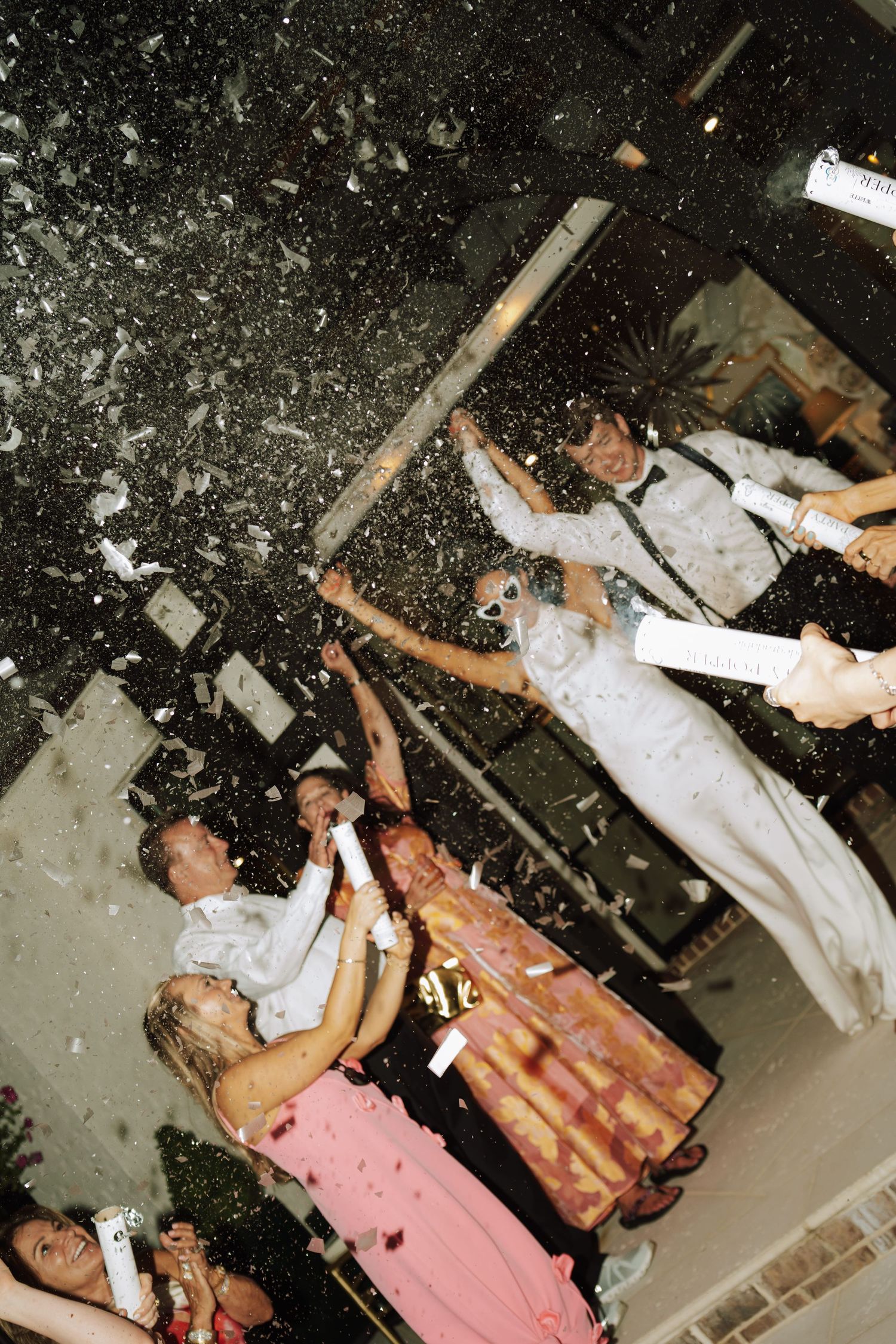 wedding couple celebrating