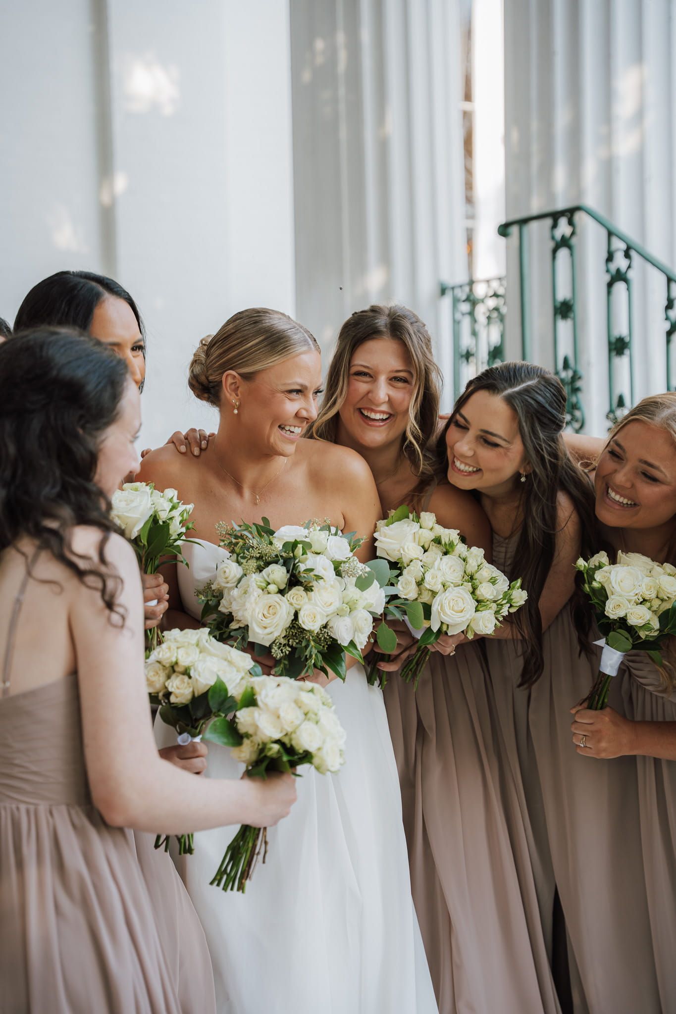 bride with bridesmaids