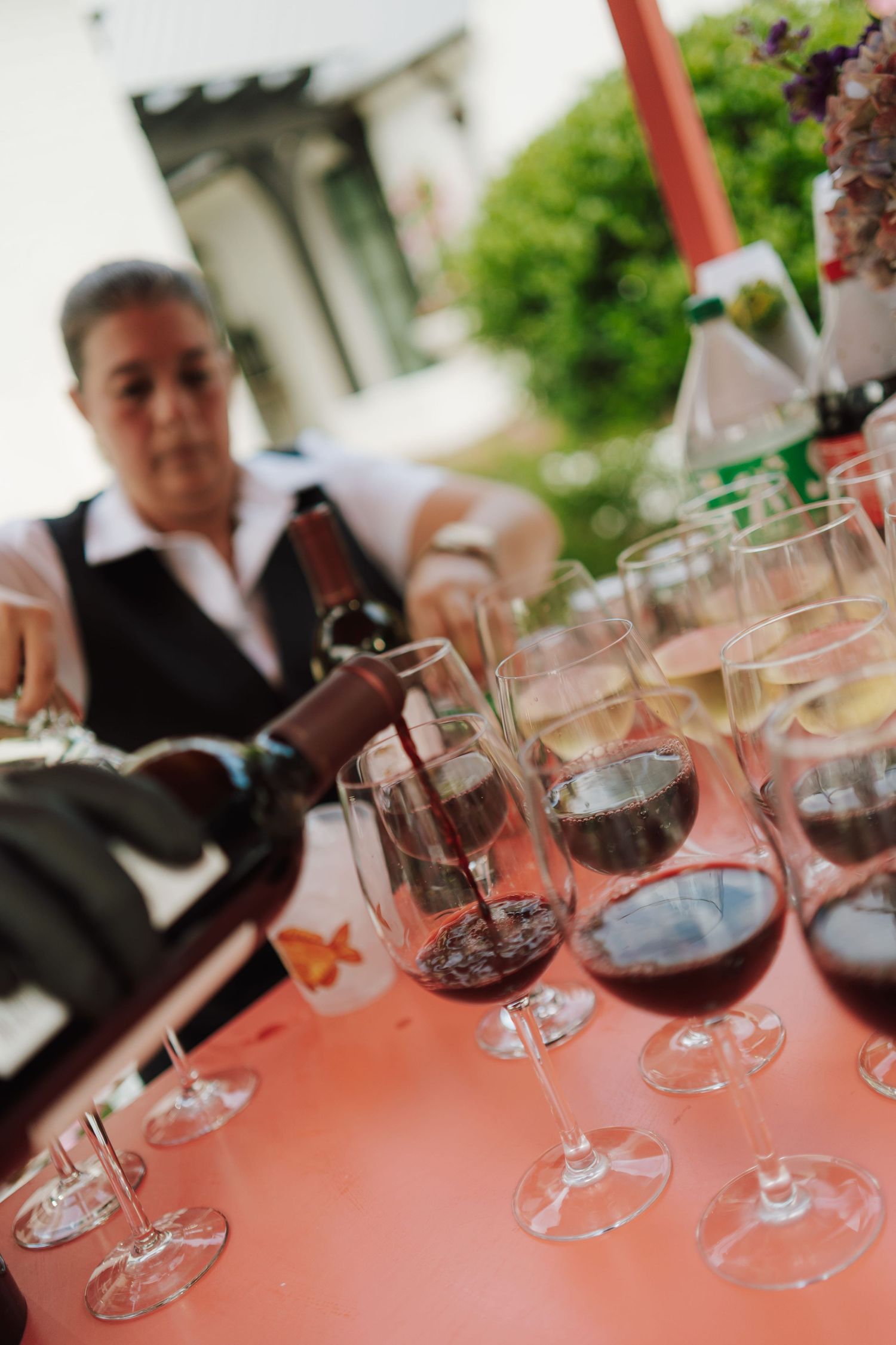 wine being poured in a glass