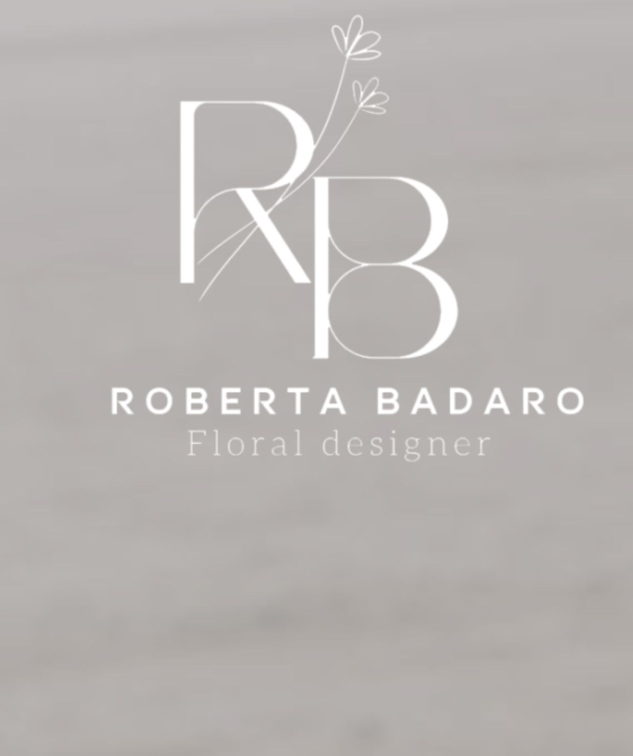 Elegant monochrome logo designs for Roberta Badaro featuring floral designer text and botanical elements.