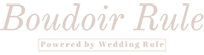 Stylized text logo design for Boudoir Rule in light pink.
