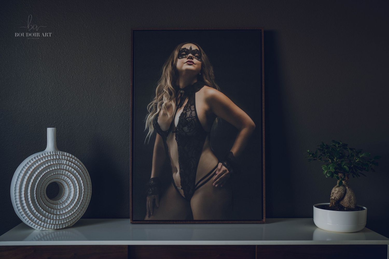 Moody artistic photography with minimalist decor elements and dramatic lighting.