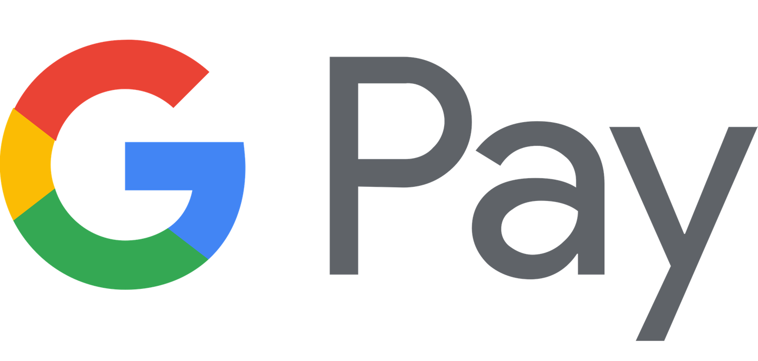 Google Pay logo with multicolored G and gray text. Boudoir Art by Peter Payment options
