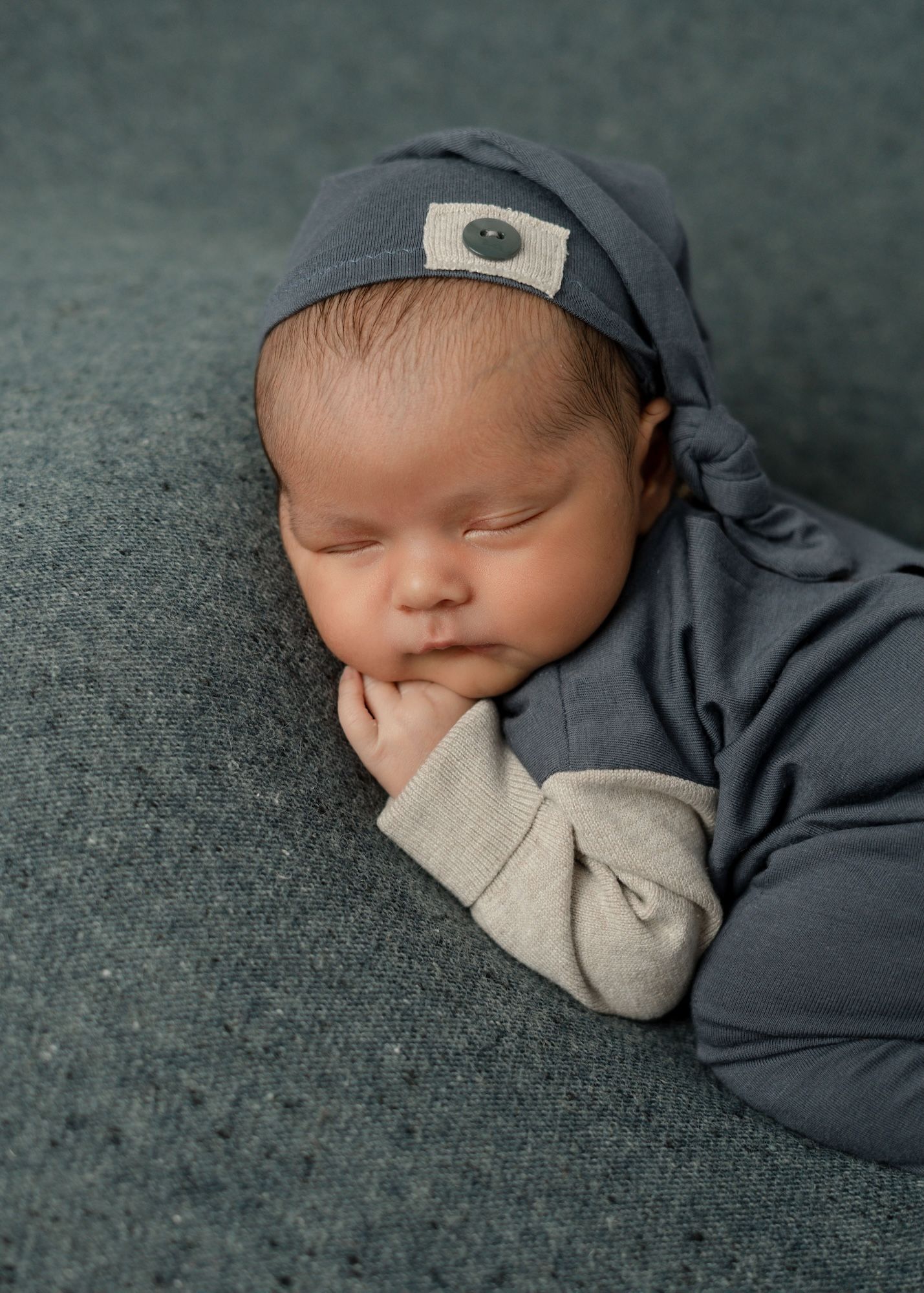 Baby boy sleeping in blue. Best orange county photographer