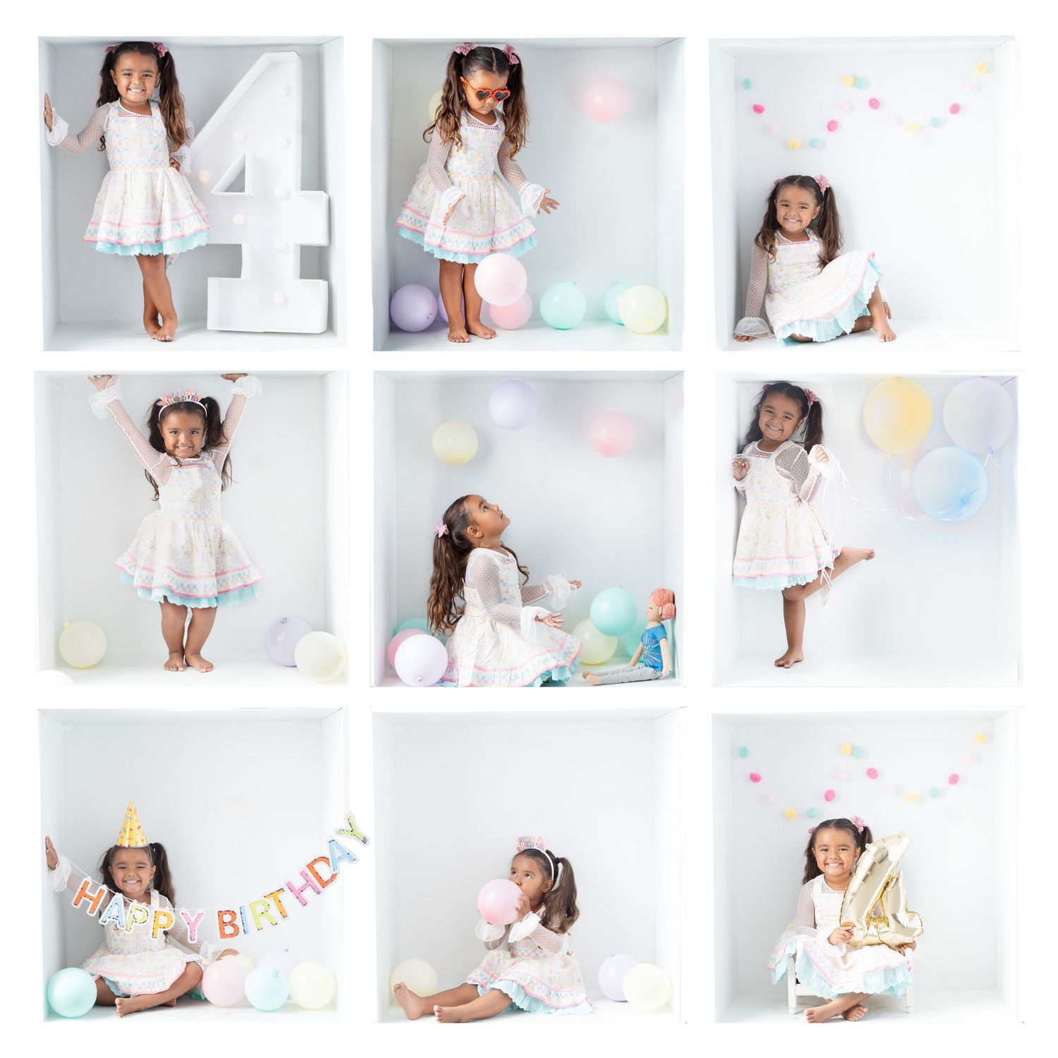 Milestone four girl in Orange County, high quality  props and outfits provided. Best photographer in orange county, in the box photography
