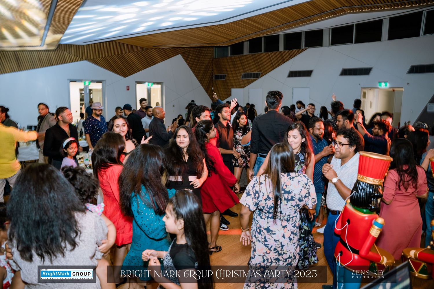 Guests enjoying the dance floor at BrightMark Group Christmas Party 2023 festive celebration.