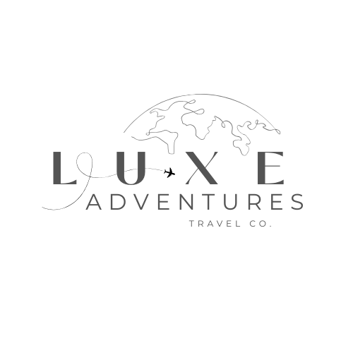 Minimalist travel company logo with plane symbol on clean white background.