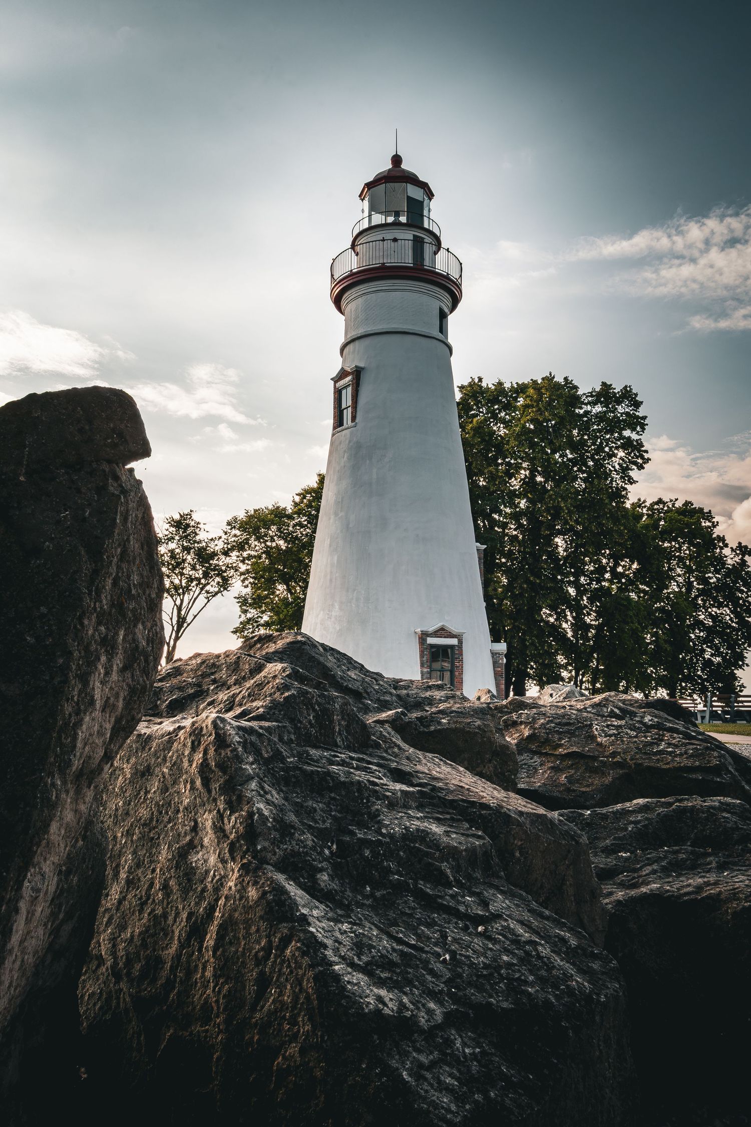 Marblehead lighthouse at Lake Erie shores.