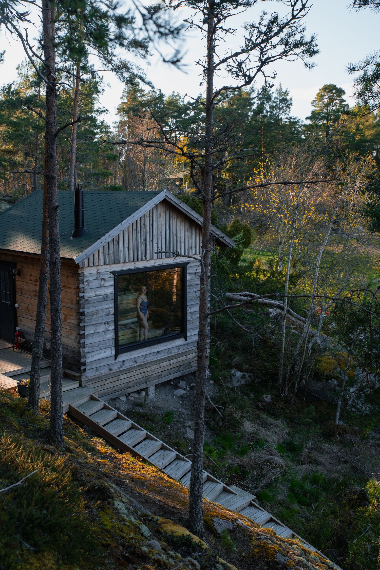 marketing/ branding photo for an island in the Finnish Archipelago. Freelance based work as lifestyle and brand photographer. Sauna.