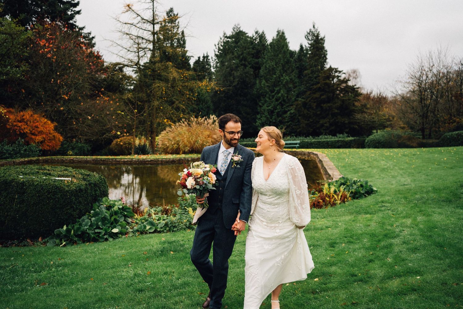 Portishead couple walking around wedding venue