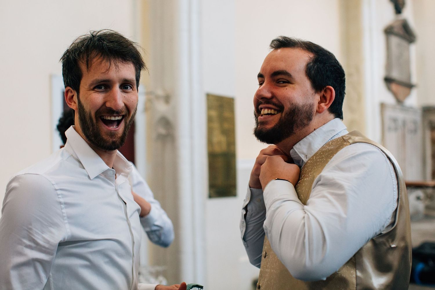 Series of candid expressions and laughter captured in natural lighting.