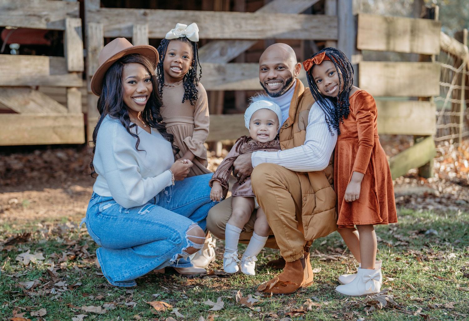 A candid series of photos showing casual warm and joyful moments between loved ones on a lawn.